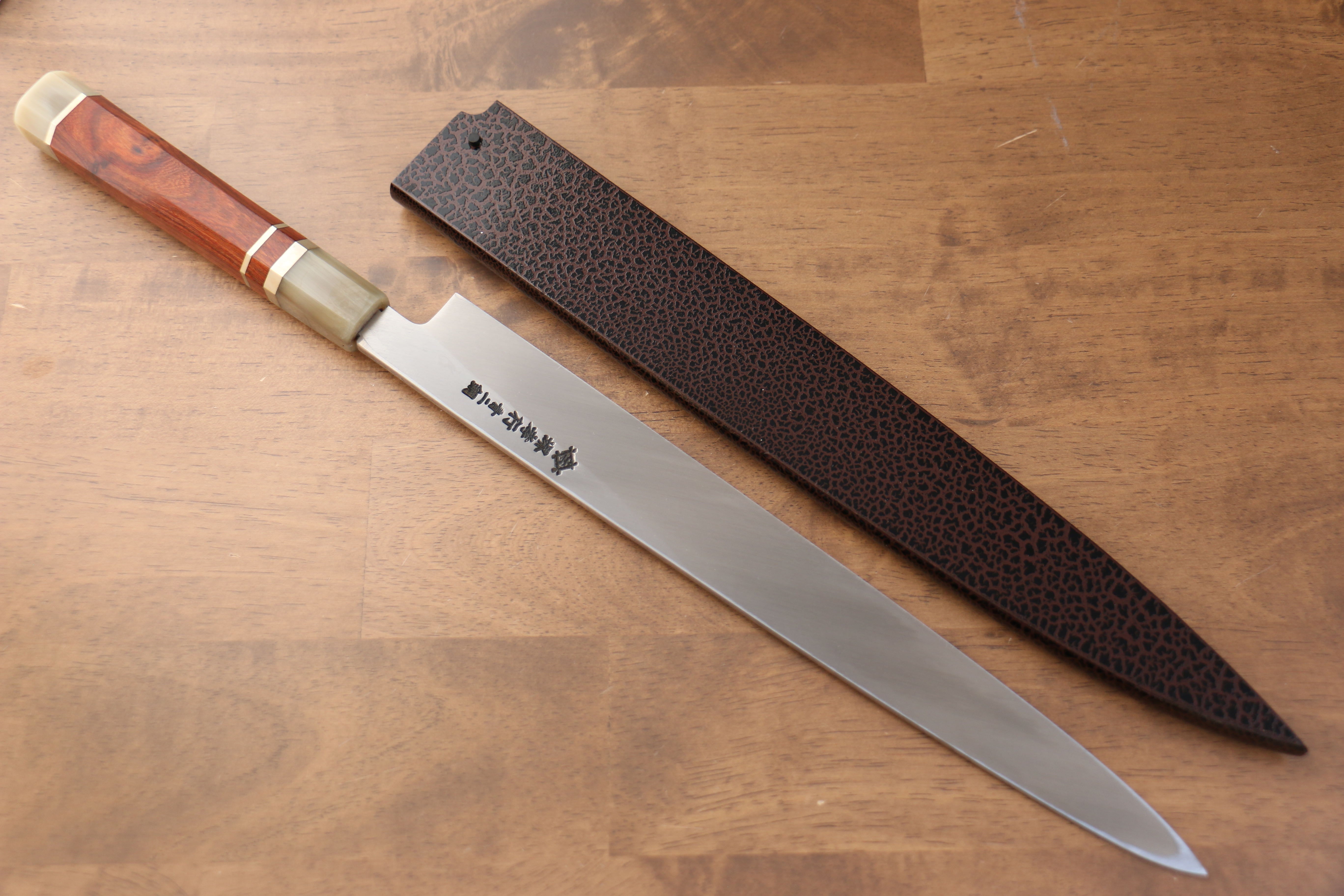 堺 孝行 天龍 Uzushio 渦潮 青鋼二號 刻有龍的圖樣 柳刃 300mm 紅黑檀 握把 附刀鞘 - 系列商品之3 - 清助刃物