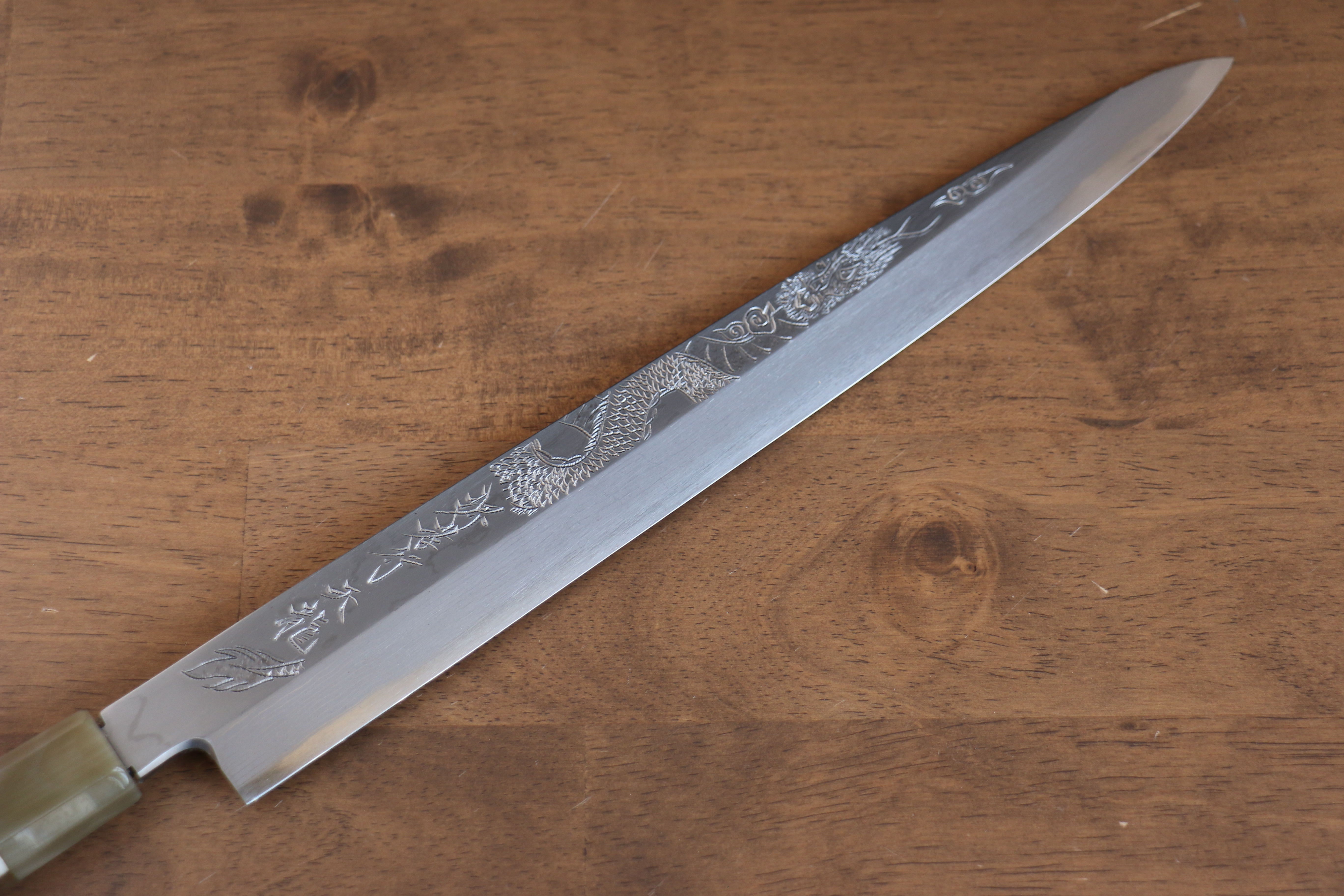 堺 孝行 天龍 Uzushio 渦潮 青鋼二號 刻有龍的圖樣 柳刃 300mm 紅黑檀 握把 附刀鞘 - 系列商品之3 - 清助刃物