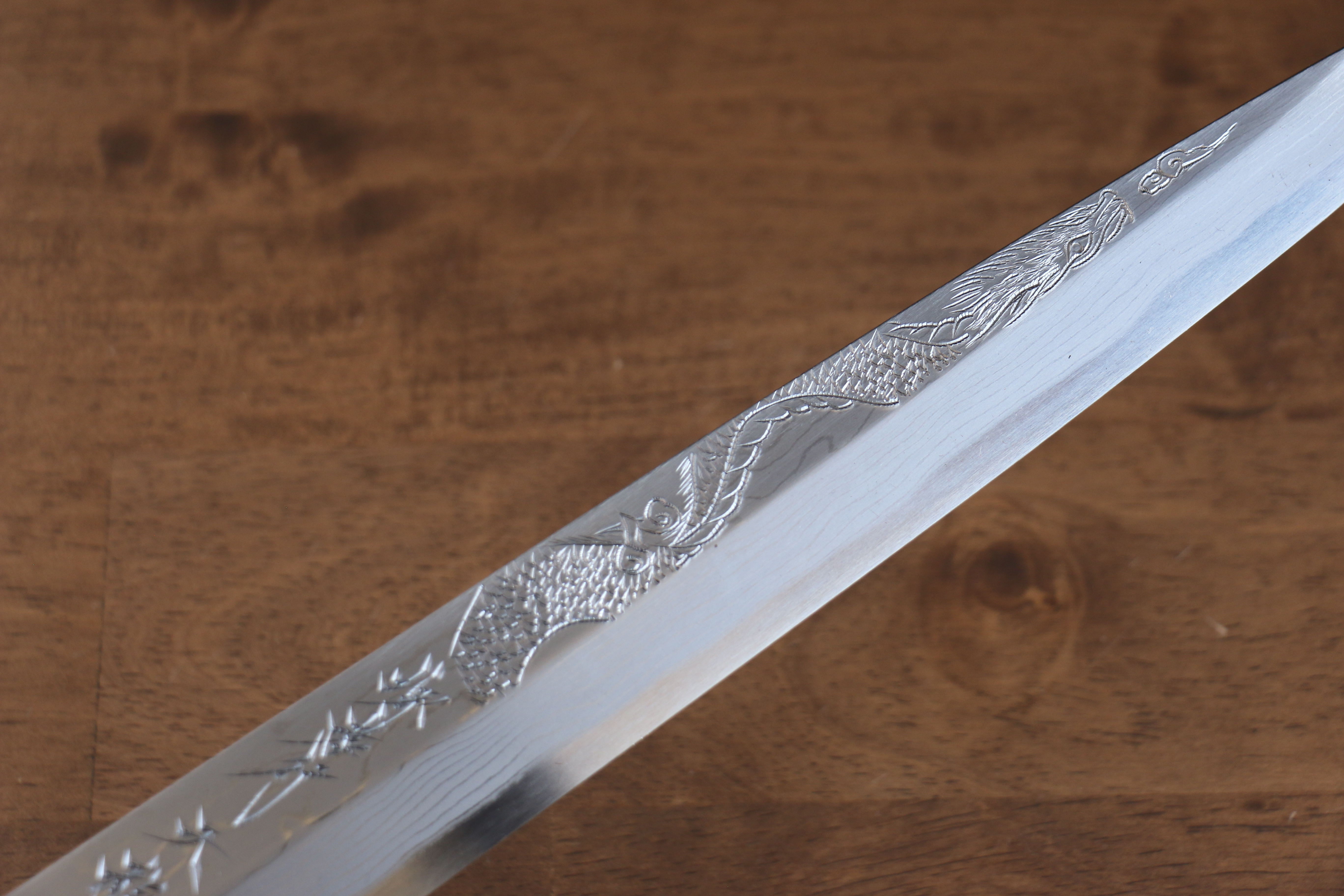 堺 孝行 天龍 Uzushio 渦潮 青鋼二號 刻有龍的圖樣 柳刃 300mm 紅黑檀 握把 附刀鞘 - 系列商品之4 - 清助刃物