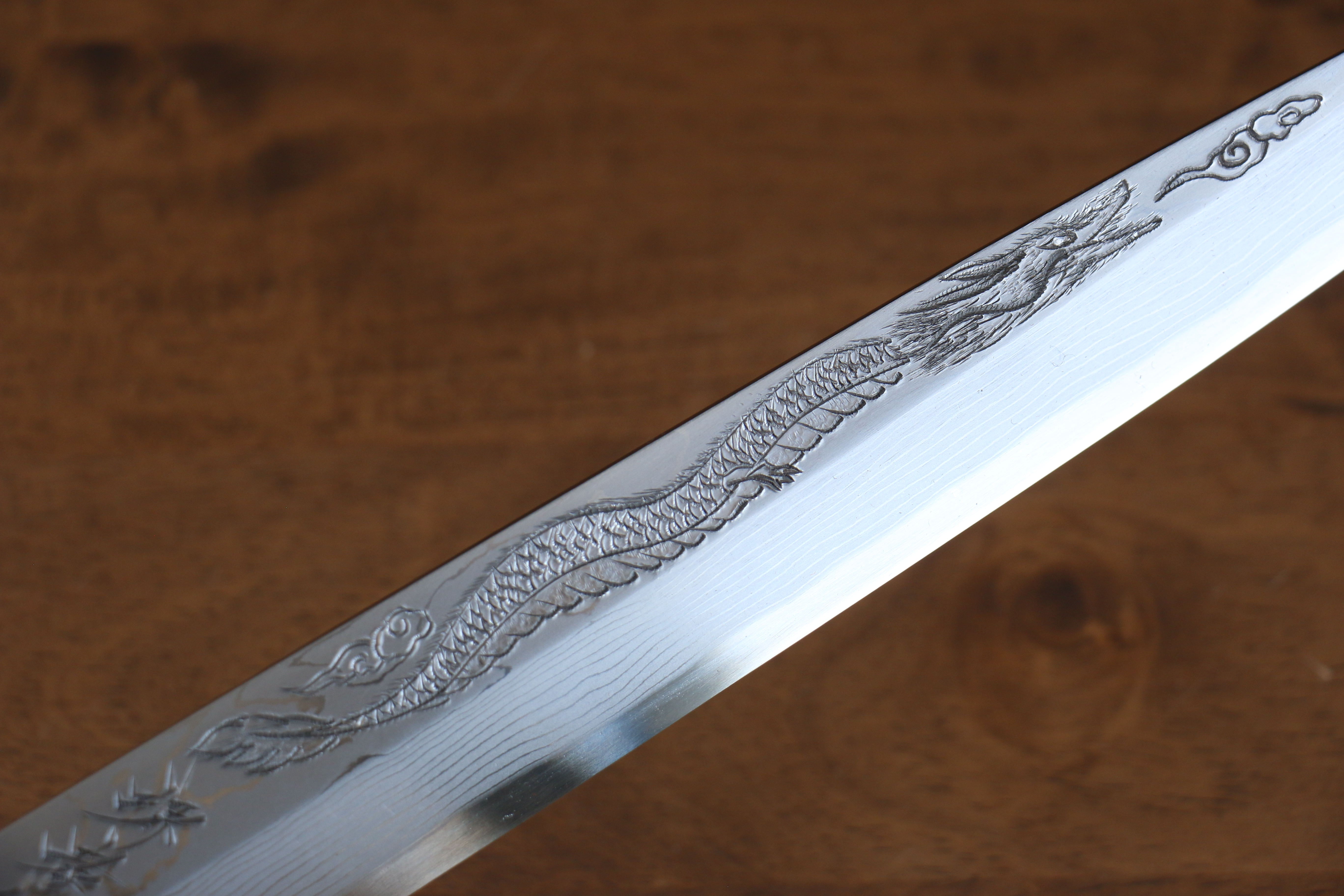 堺 孝行 天龍 Uzushio 渦潮 青鋼二號 刻有龍的圖樣 柳刃 300mm 紅黑檀 握把 附刀鞘 - 系列商品之5 - 清助刃物