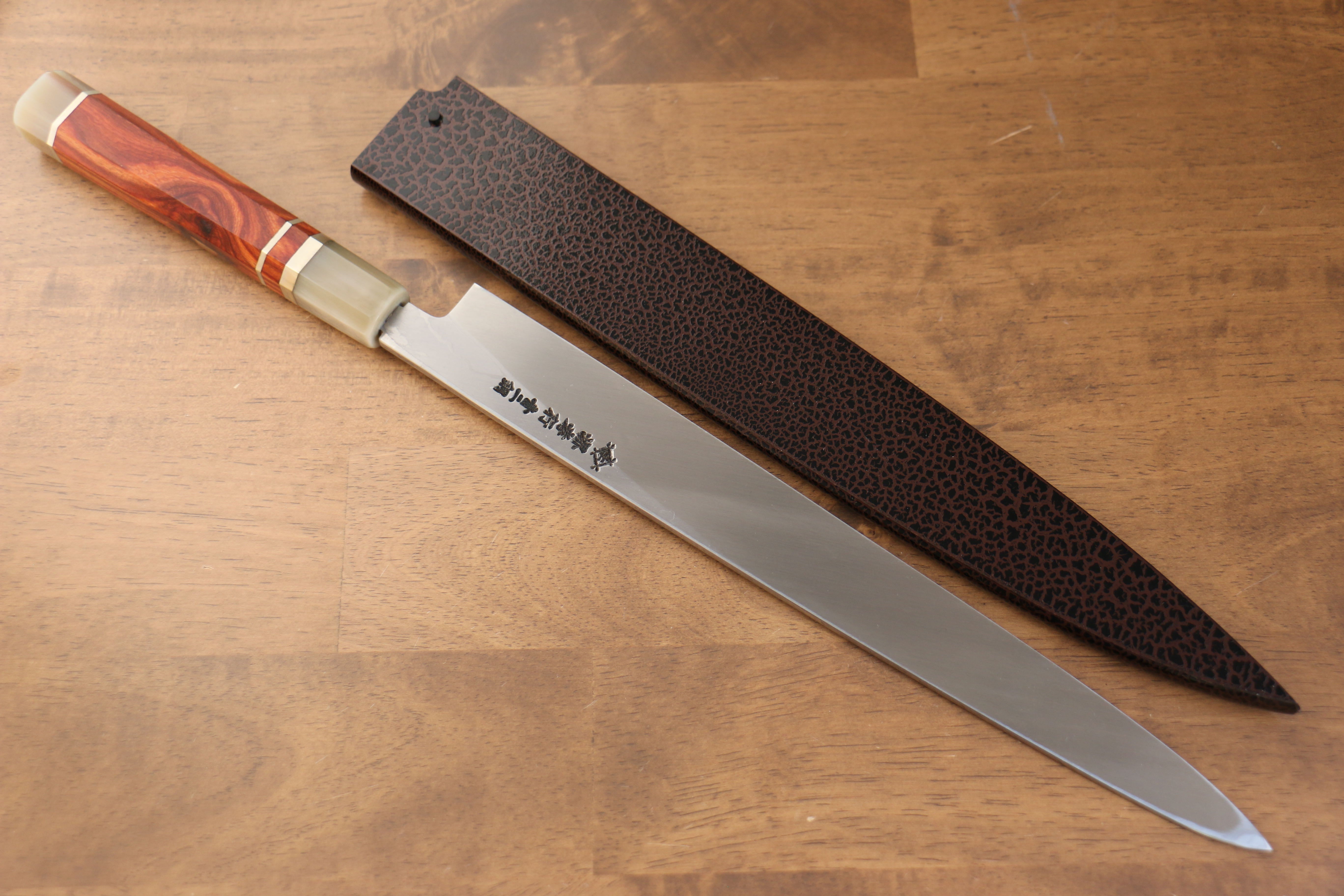 堺 孝行 天龍 Uzushio 渦潮 青鋼二號 刻有龍的圖樣 柳刃 300mm 紅黑檀 握把 附刀鞘 - 系列商品之6 - 清助刃物