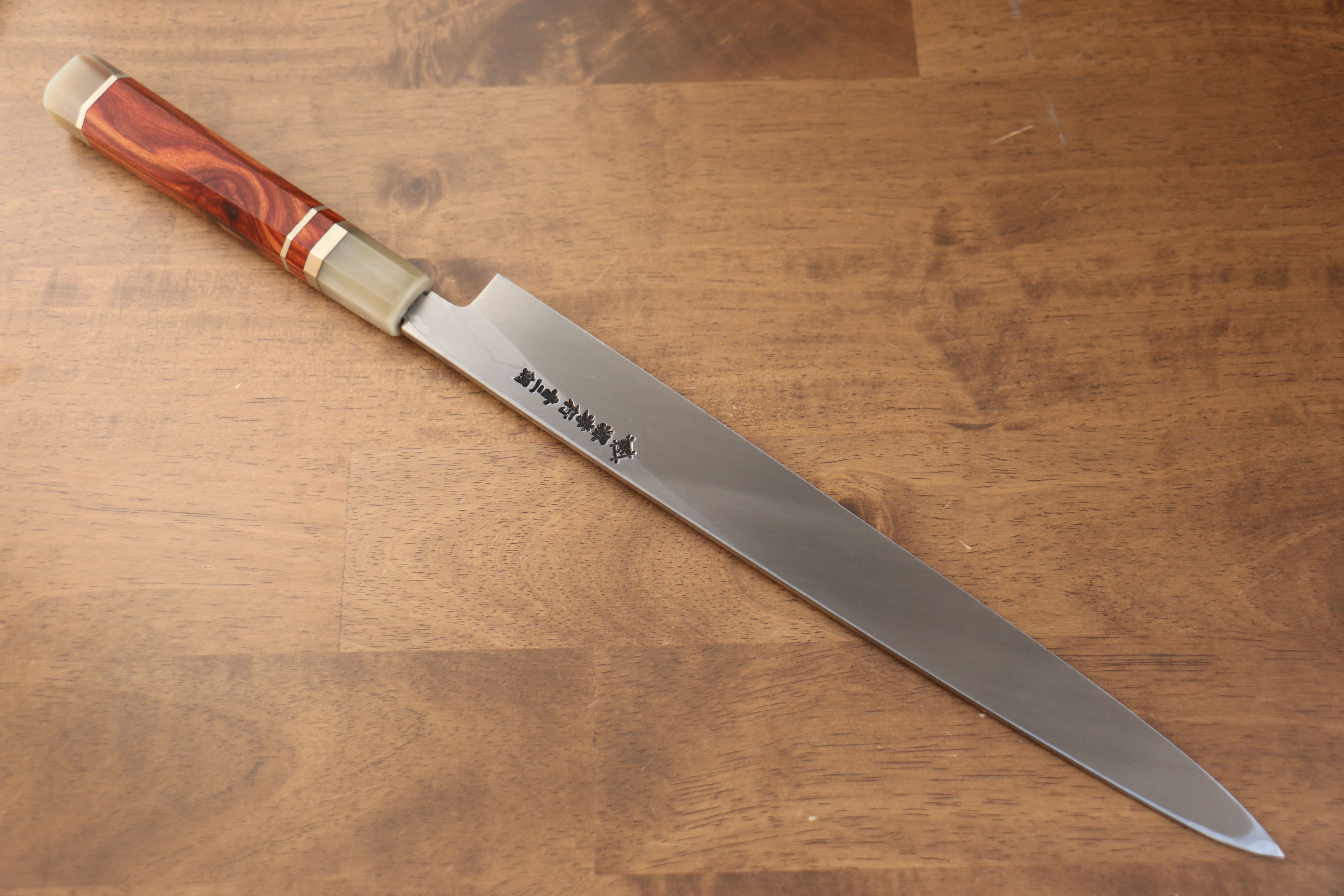 堺 孝行 天龍 Uzushio 渦潮 青鋼二號 刻有龍的圖樣 柳刃 300mm 紅黑檀 握把 附刀鞘 - 系列商品之6 - 清助刃物