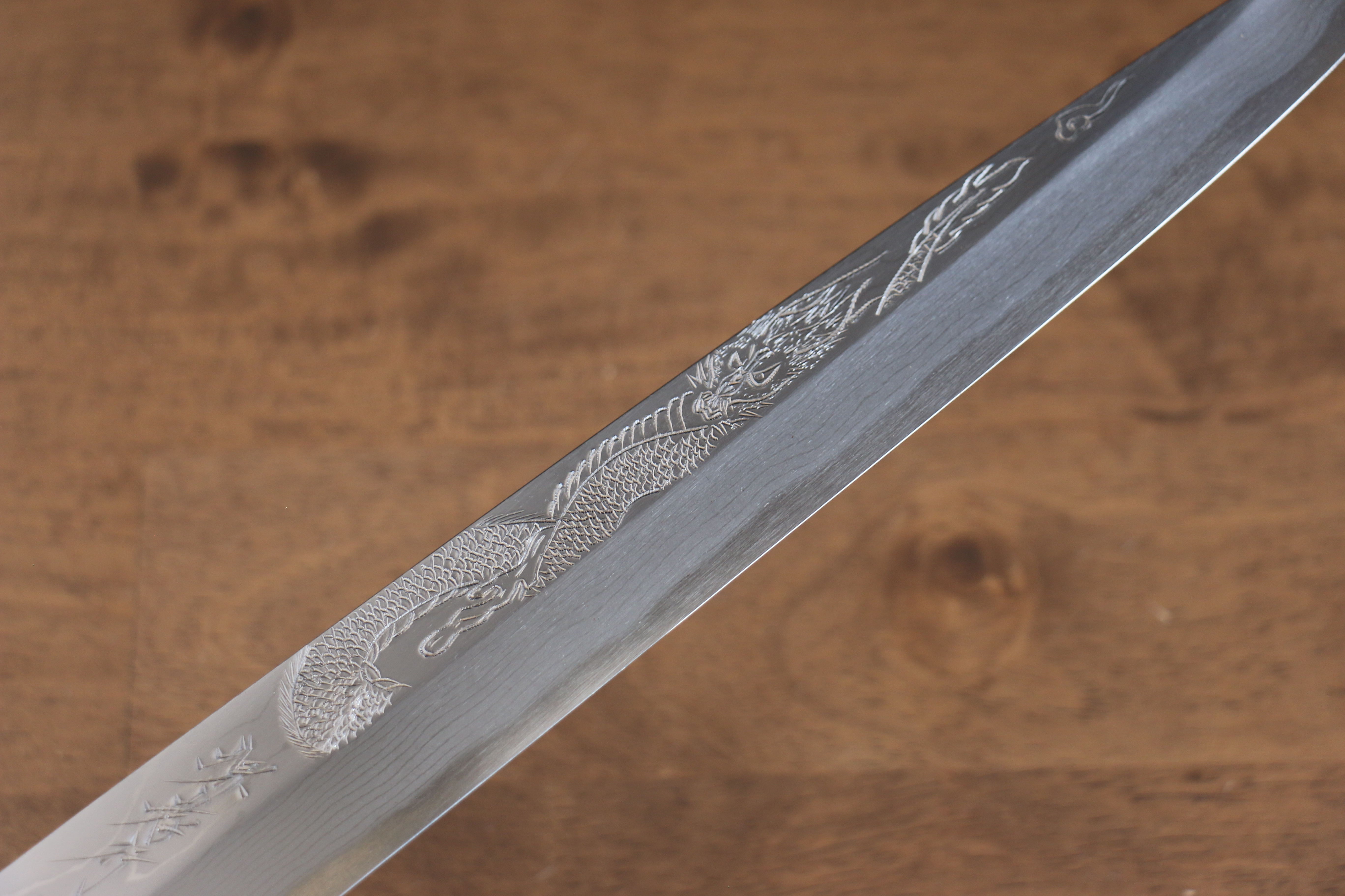 堺 孝行 天龍 Uzushio 渦潮 青鋼二號 刻有龍的圖樣 柳刃 300mm 紅黑檀 握把 附刀鞘 - 系列商品之6 - 清助刃物