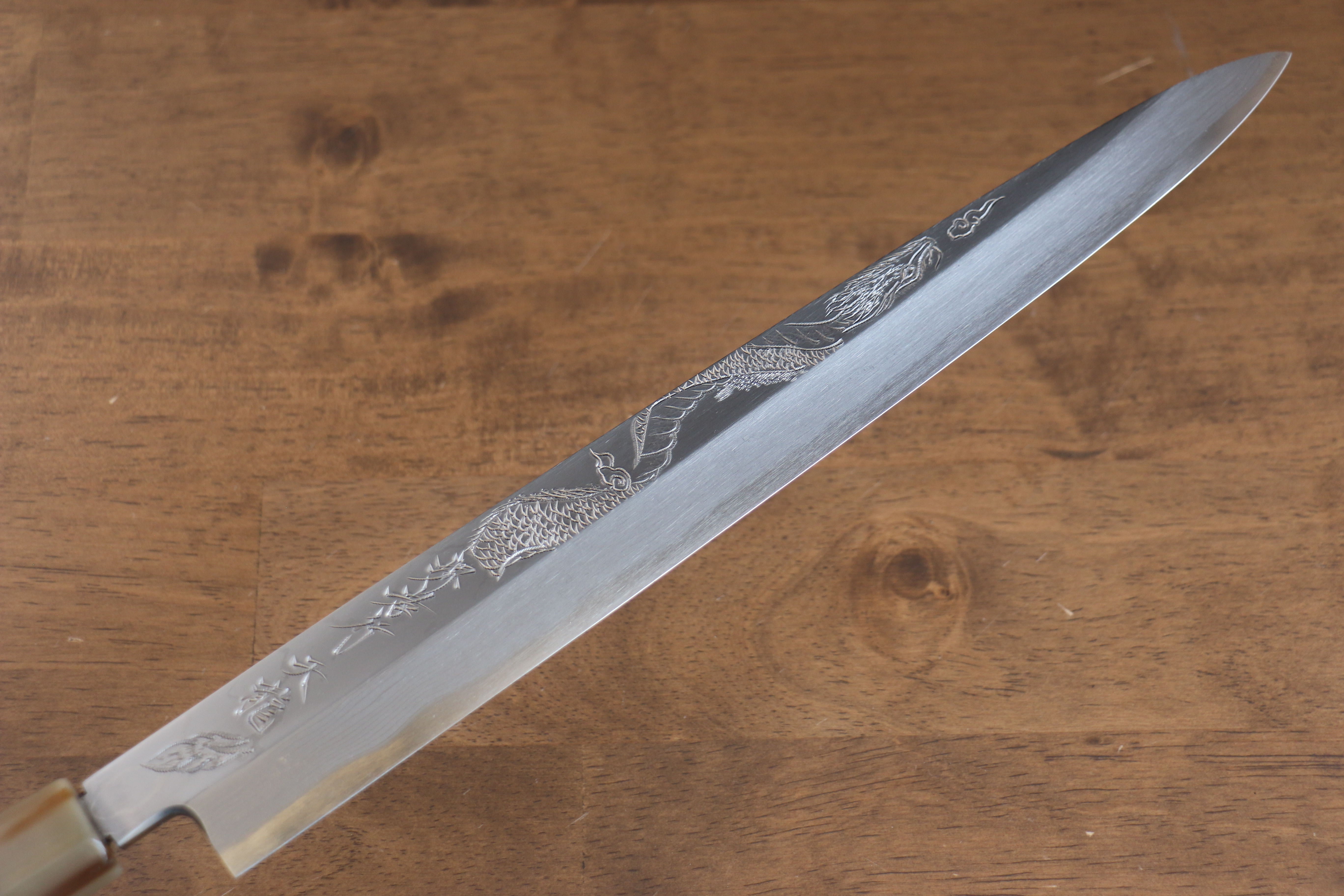 堺 孝行 天龍 Uzushio 渦潮 青鋼二號 刻有龍的圖樣 柳刃 300mm 紅黑檀 握把 附刀鞘 - 系列商品之7 - 清助刃物