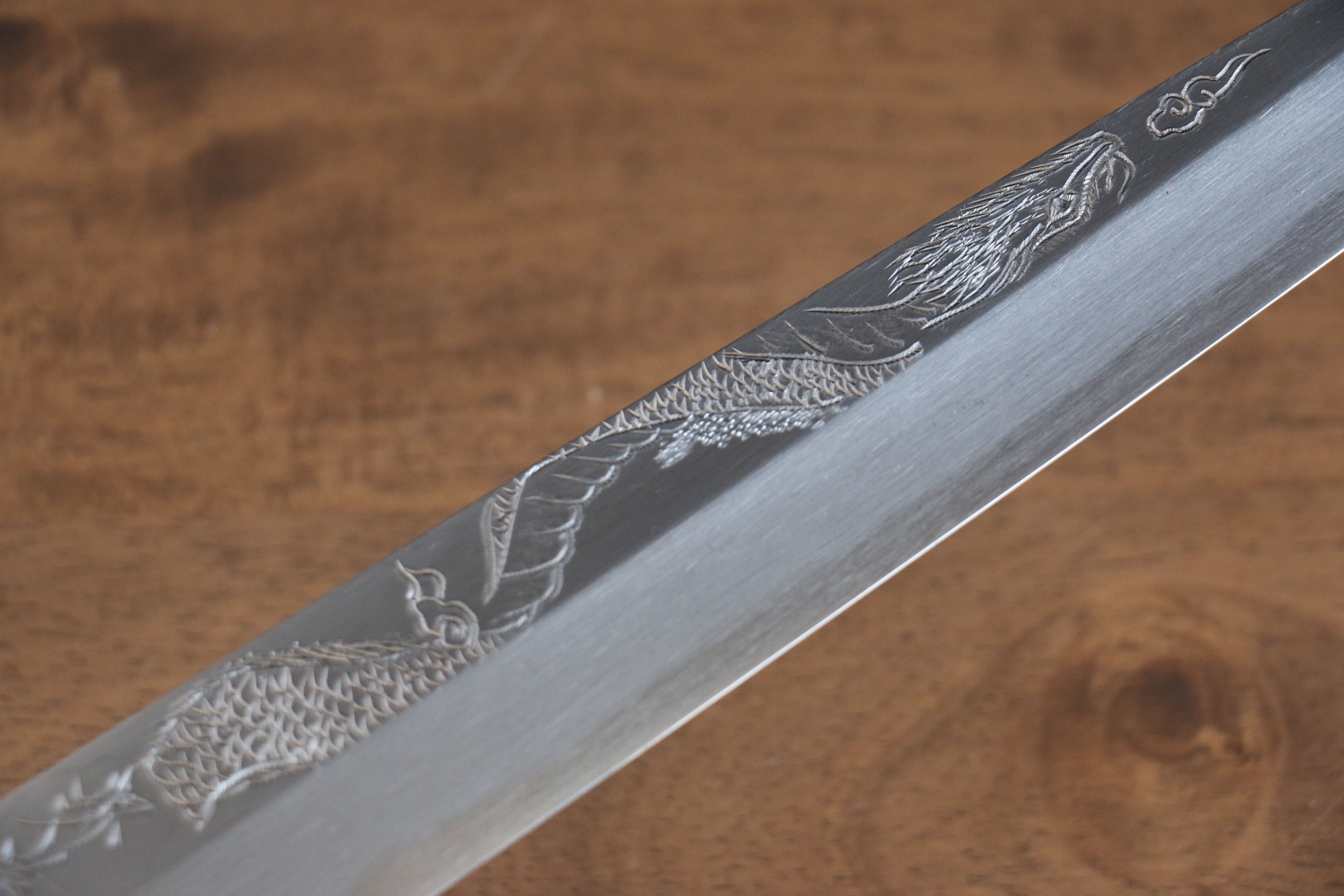 堺 孝行 天龍 Uzushio 渦潮 青鋼二號 刻有龍的圖樣 柳刃 300mm 紅黑檀 握把 附刀鞘 - 系列商品之7 - 清助刃物