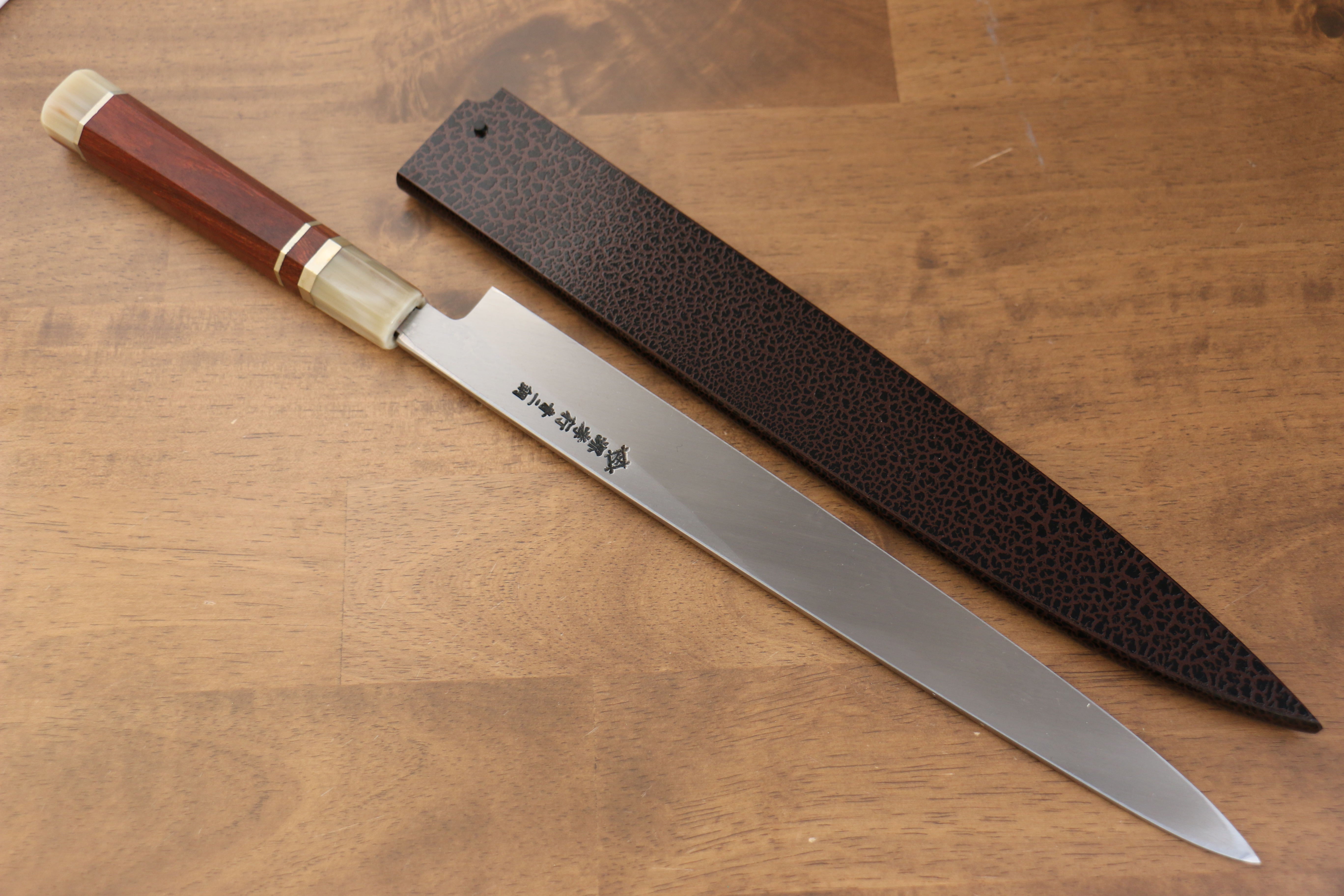 堺 孝行 天龍 Uzushio 渦潮 青鋼二號 刻有龍的圖樣 柳刃 300mm 紅黑檀 握把 附刀鞘 - 系列商品之10 - 清助刃物