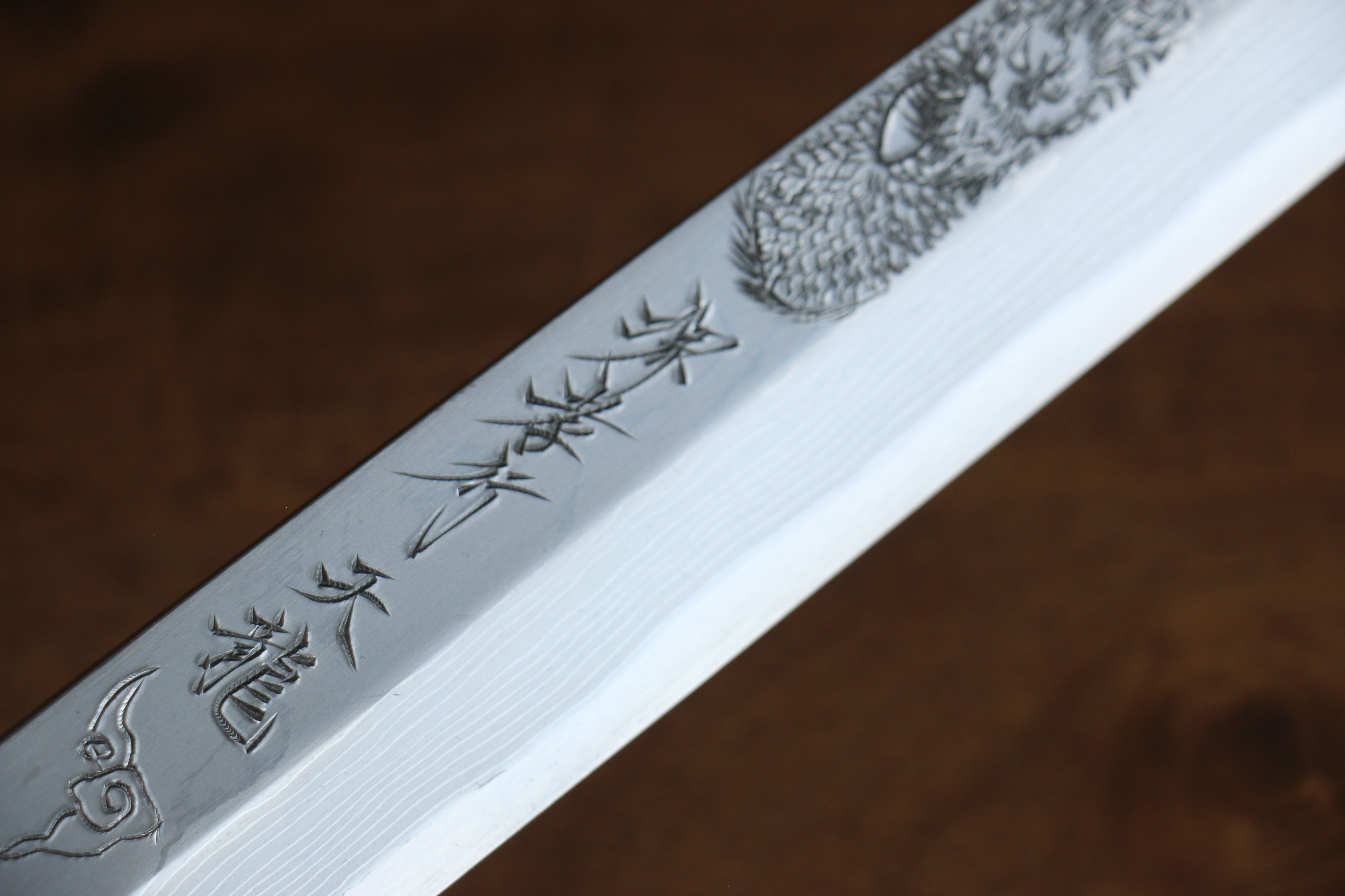 堺 孝行 天龍 Uzushio 渦潮 青鋼二號 刻有龍的圖樣 柳刃 300mm 紅黑檀 握把 附刀鞘 - 系列商品之11 - 清助刃物