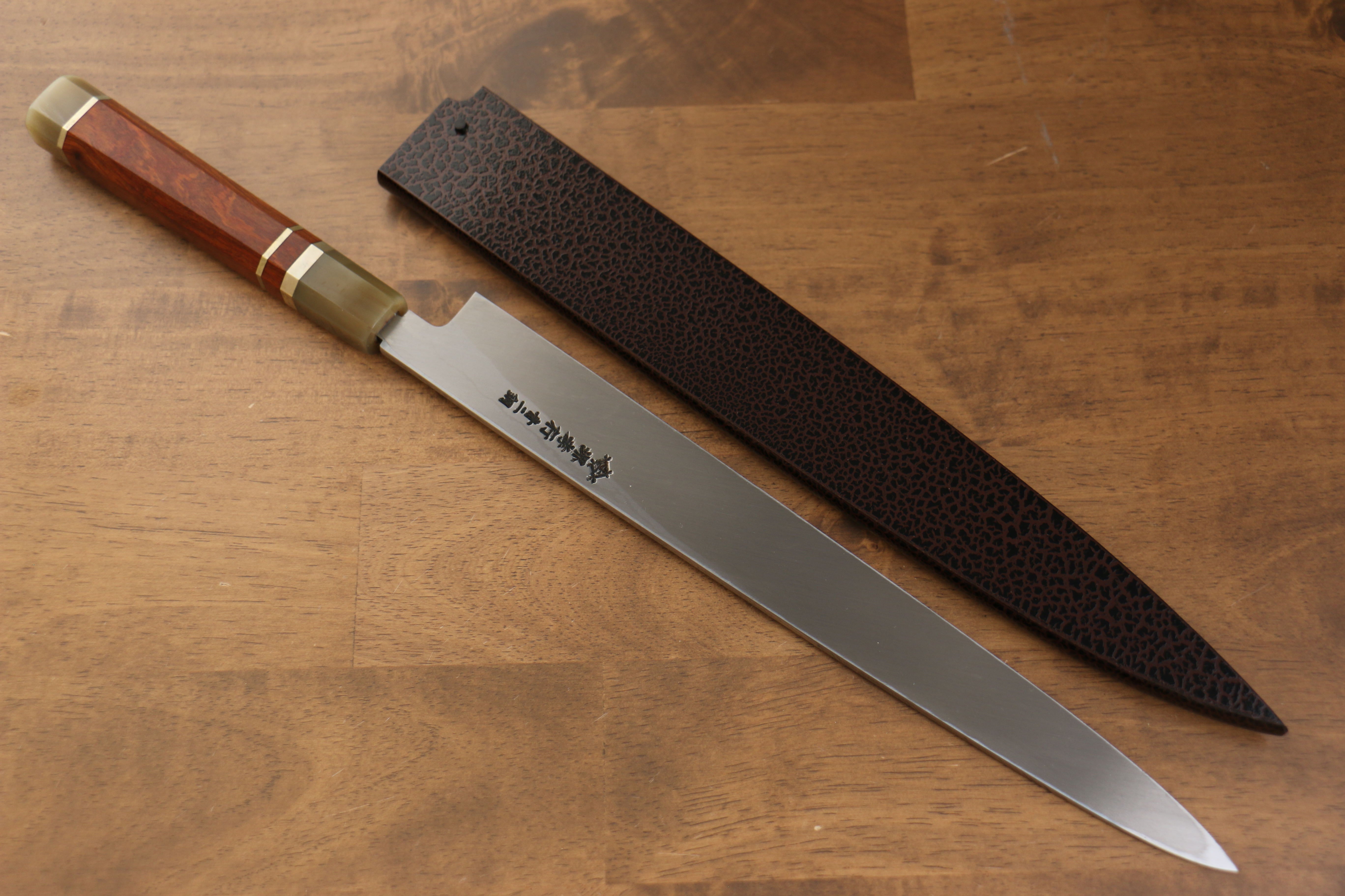 堺 孝行 天龍 Uzushio 渦潮 青鋼二號 刻有龍的圖樣 柳刃 300mm 紅黑檀 握把 附刀鞘 - 系列商品之11 - 清助刃物