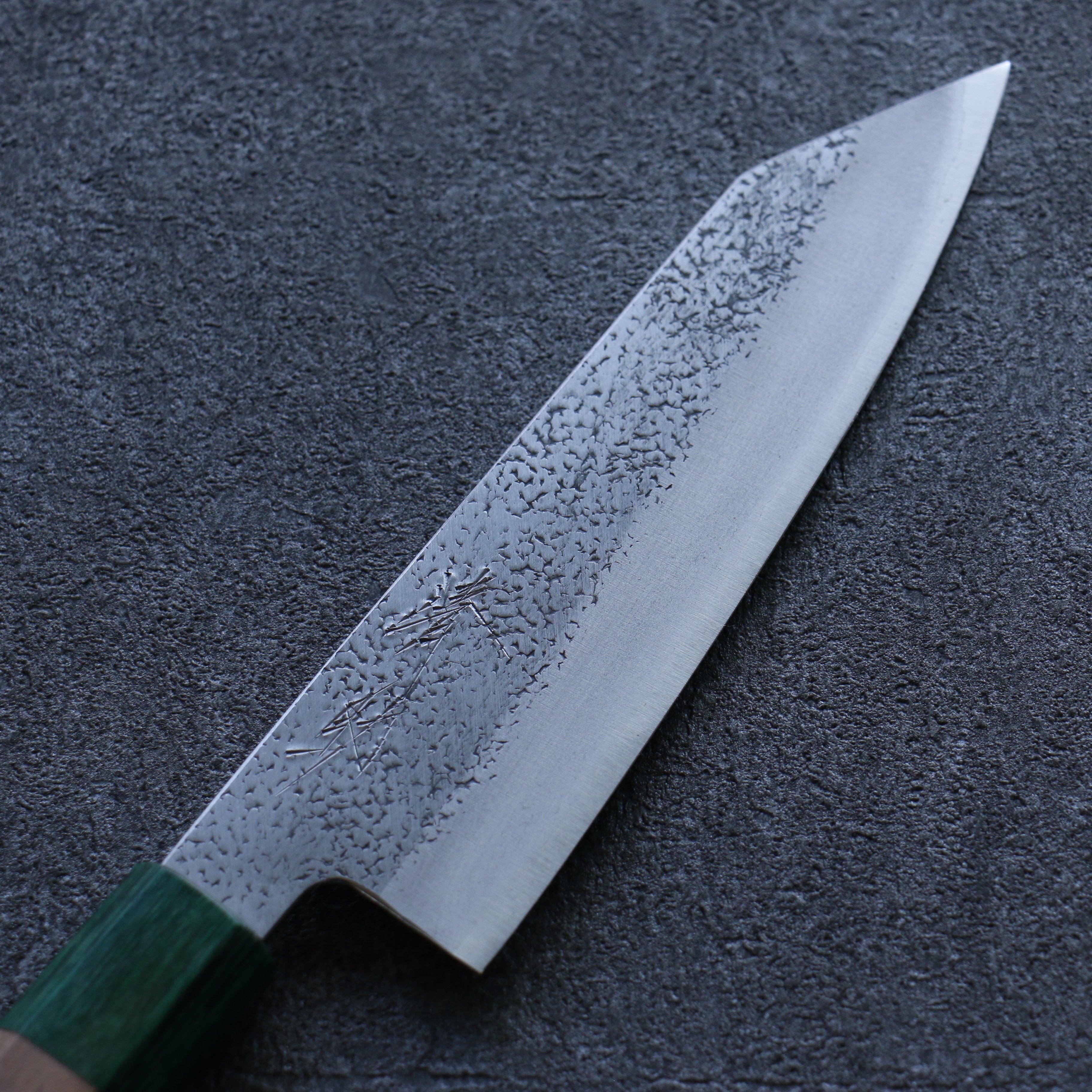 清助 超級青鋼 鎚目 文化刀 165mm 核桃木(兩側帶綠色環型設計) 握把 - 清助刃物