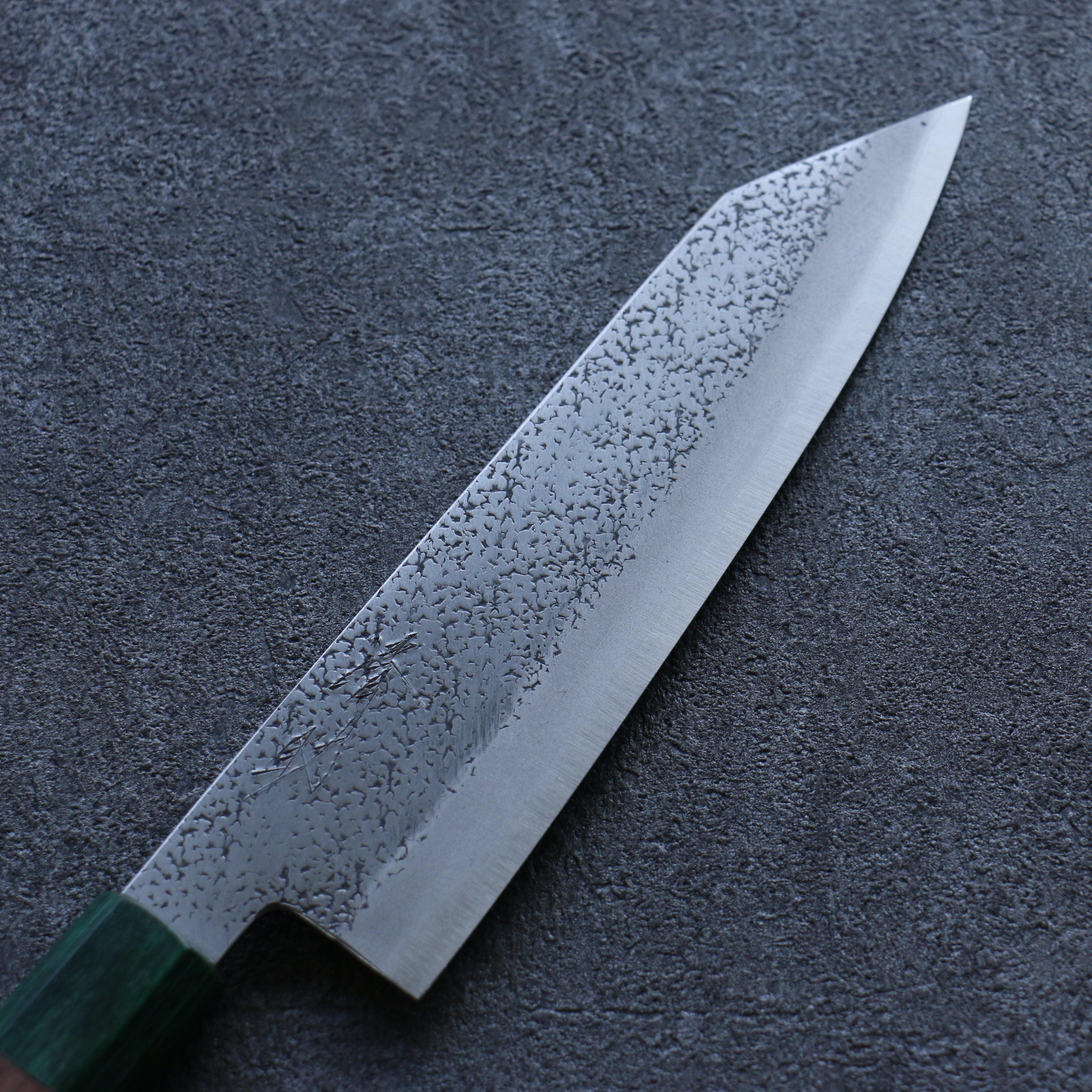 清助 超級青鋼 鎚目 文化刀 185mm 核桃木(兩側帶綠色環型設計) 握把 - 清助刃物
