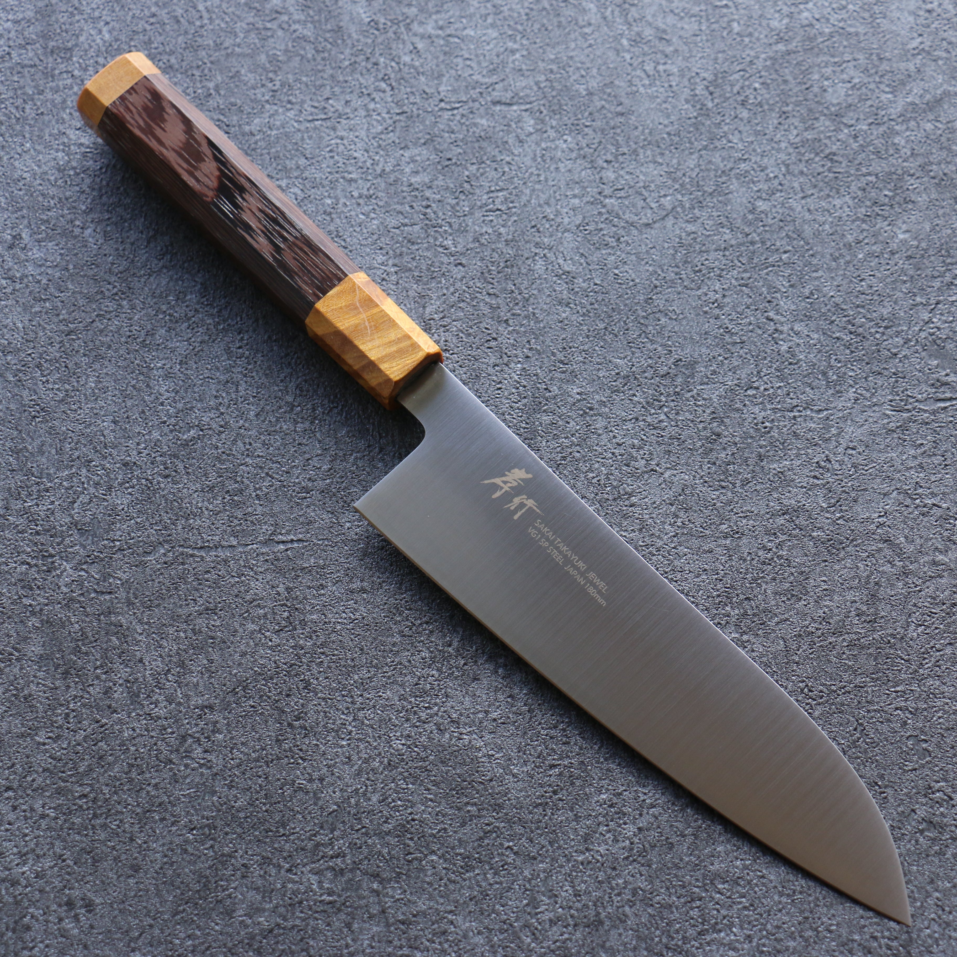 堺 孝行 JEWEL 托帕石 VG1 三德刀 180mm 雞翅木(兩側黃口輪) 握把 - 清助刃物