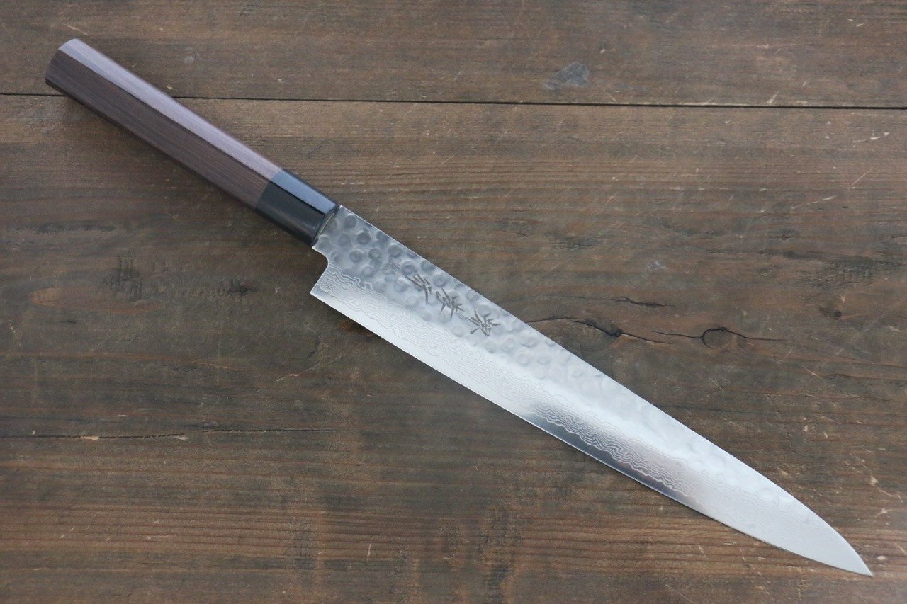 堺 孝行 AUS10 45層大馬士革紋 筋引 240mm 紫檀木握把 - 清助刃物