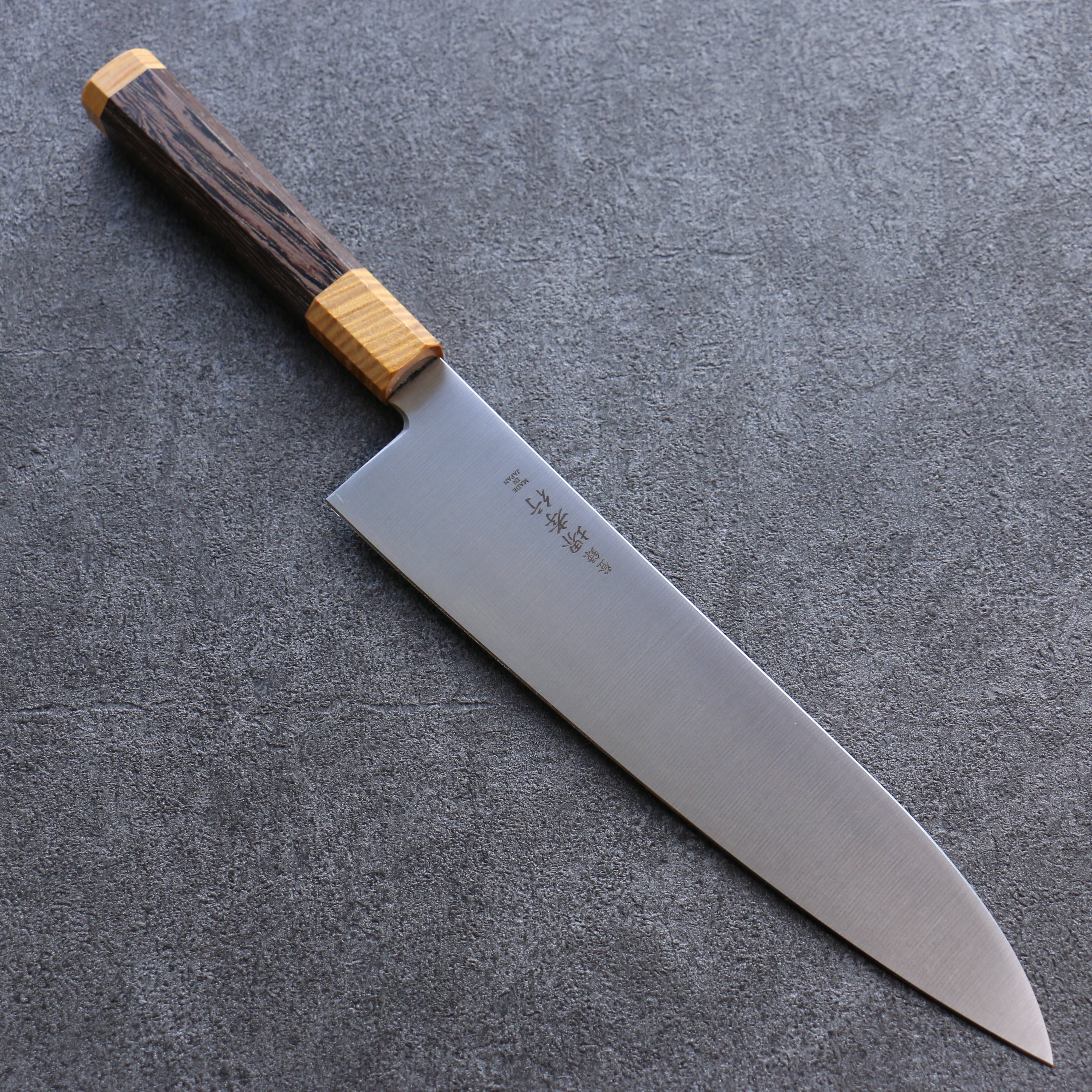 堺 孝行 Antares 托帕石 瑞典鋼 牛刀 240mm 雞翅木(兩側黃口輪) 握把 - 清助刃物