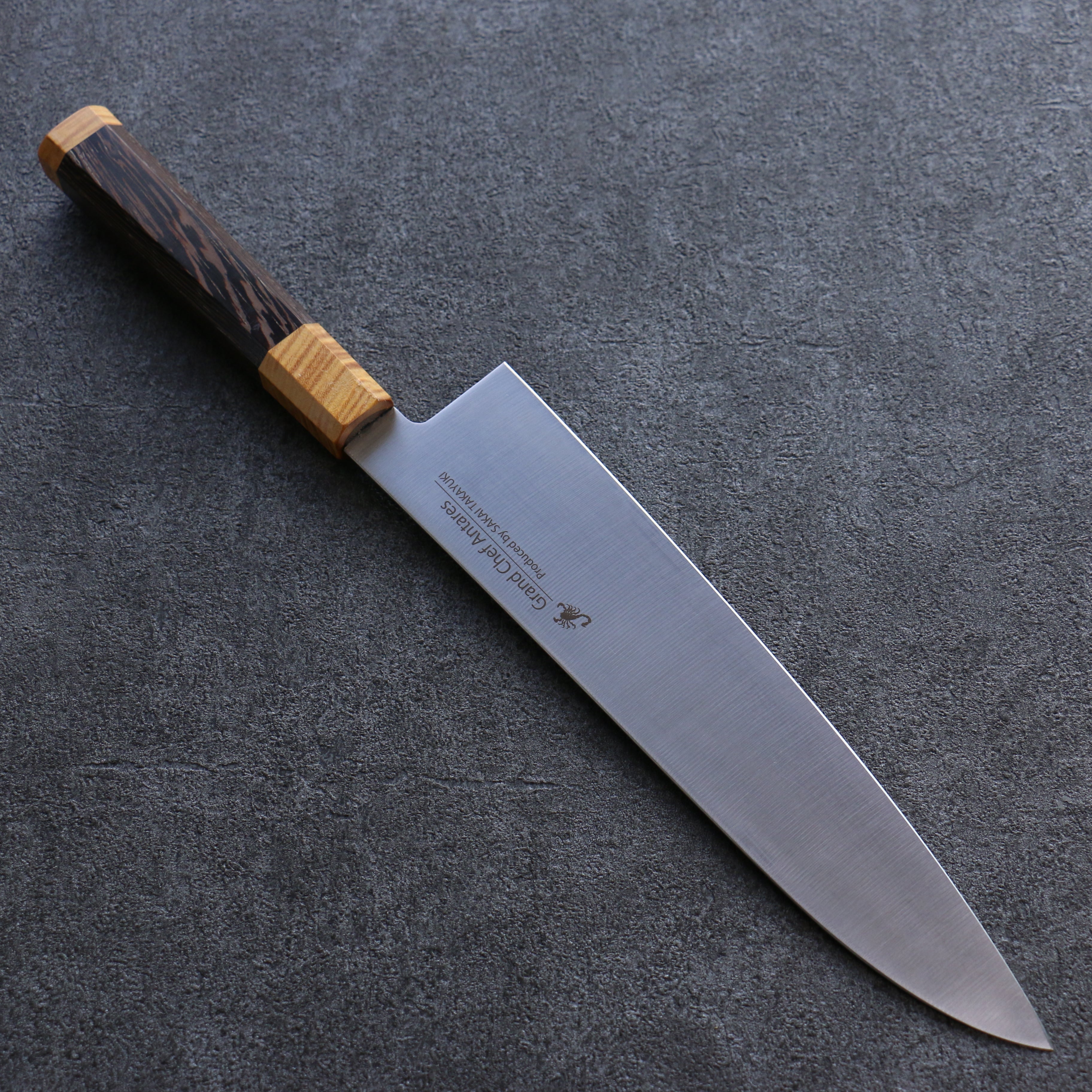 堺 孝行 Antares 托帕石 瑞典鋼 牛刀 240mm 雞翅木(兩側黃口輪) 握把 - 清助刃物