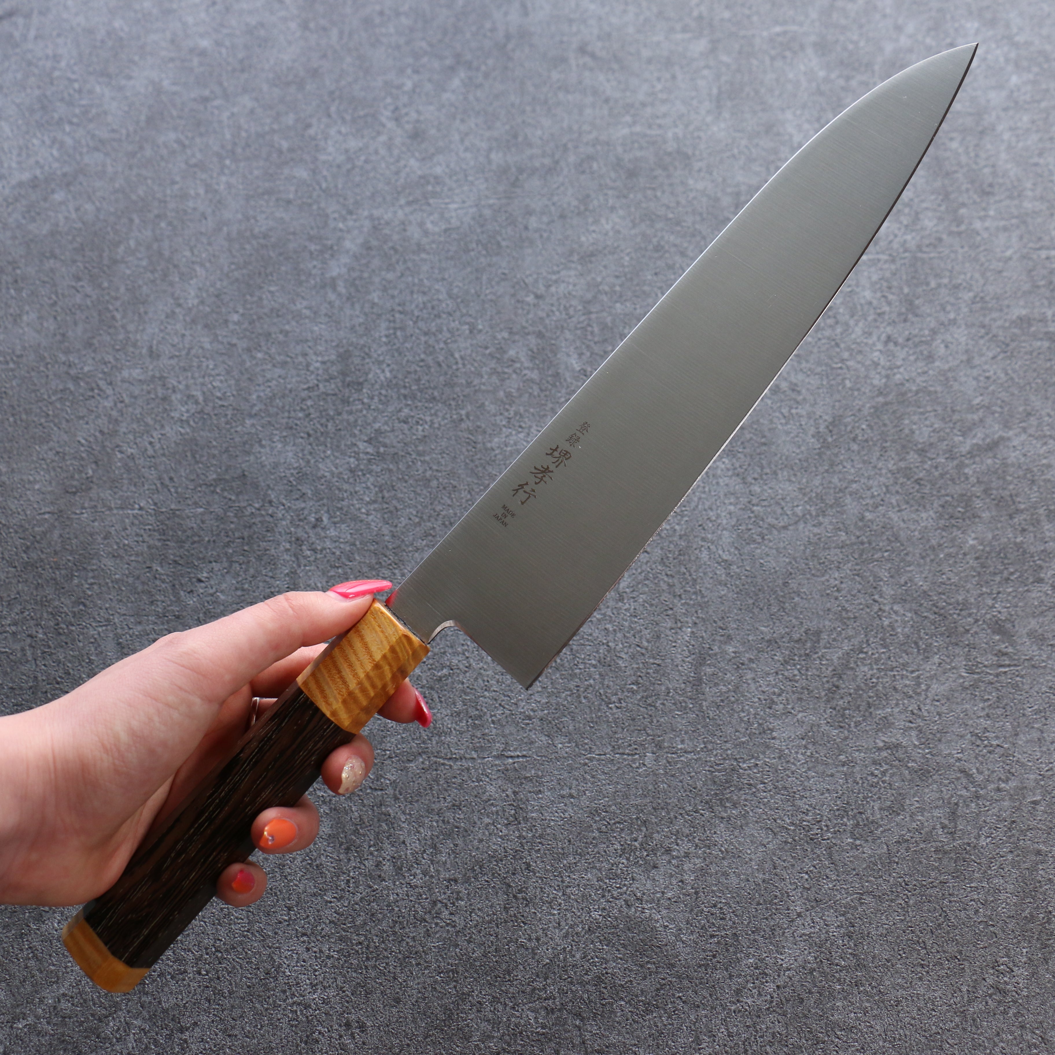 堺 孝行 Antares 托帕石 瑞典鋼 牛刀 240mm 雞翅木(兩側黃口輪) 握把 - 清助刃物