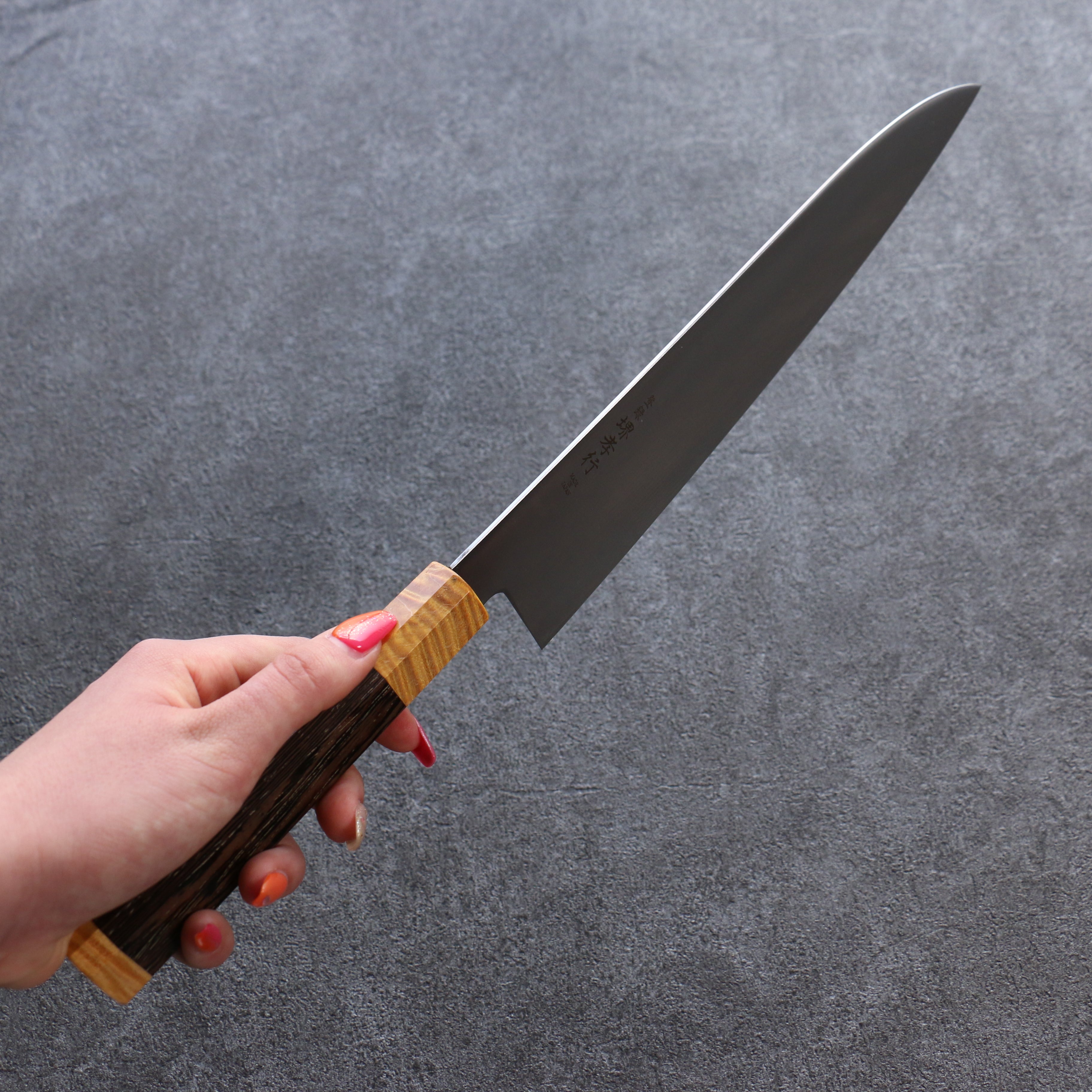堺 孝行 Antares 托帕石 瑞典鋼 牛刀 240mm 雞翅木(兩側黃口輪) 握把 - 清助刃物