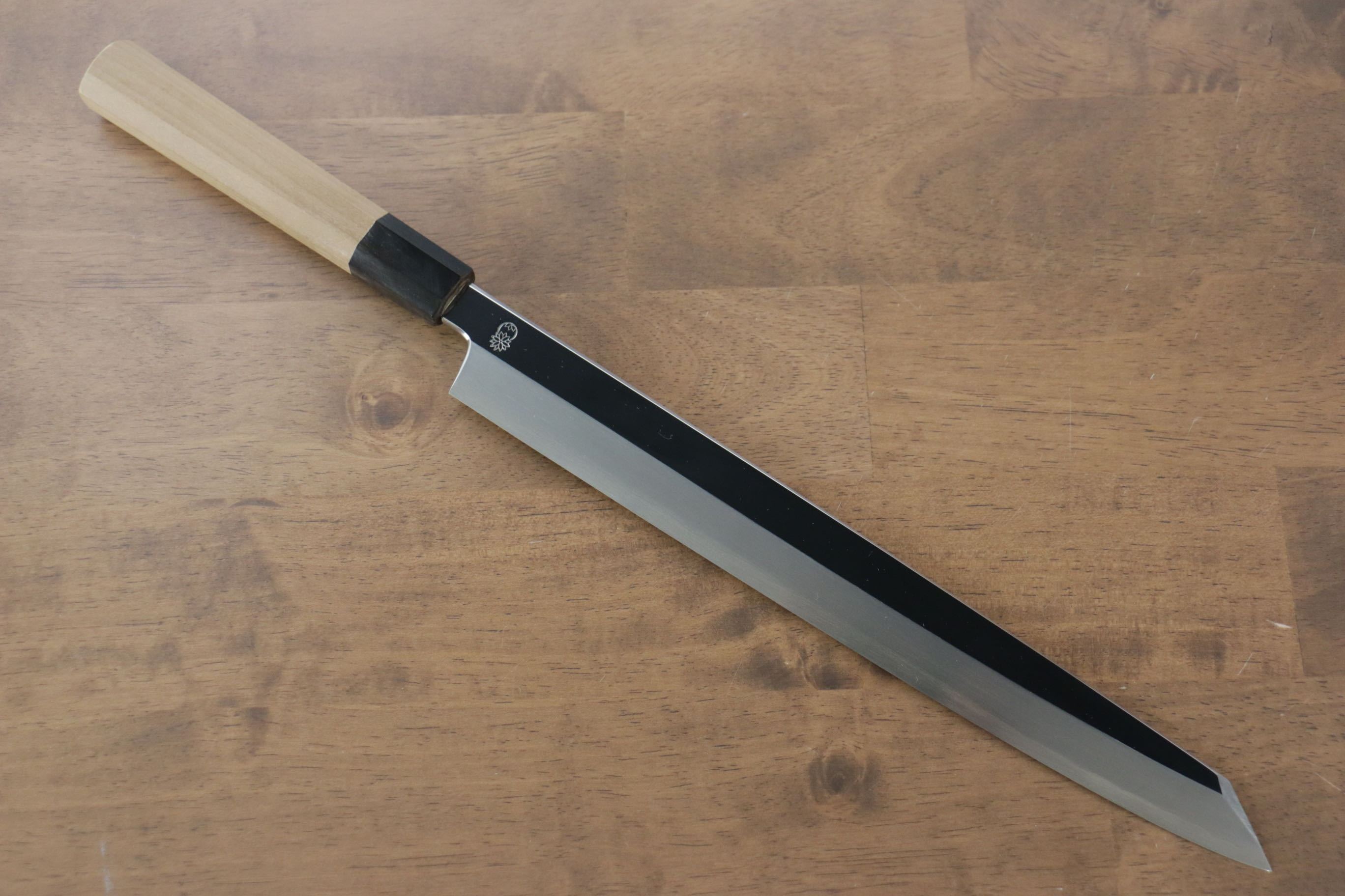 重陽 銀三鋼 鏡面處理 劍型柳刃 300mm 木蘭握把 - 清助刃物