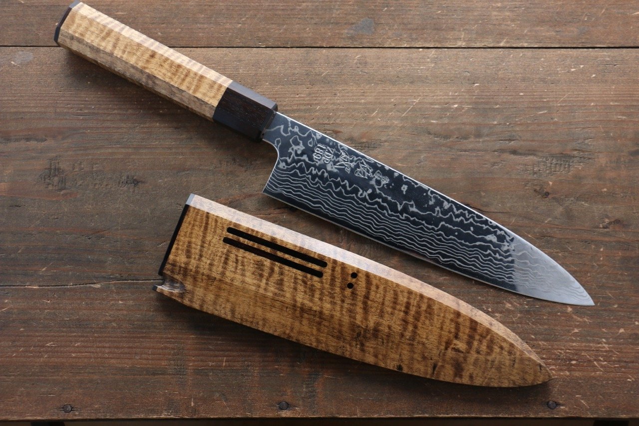 佑成 ZDP189 大馬士革紋 牛刀 210mm 七葉樹握把 - 清助刃物
