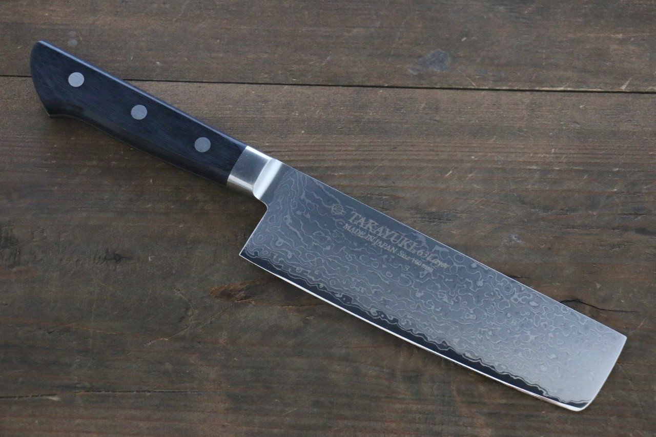 堺 孝行 鉬鋼(MOL) 63層大馬士革紋 菜切 160mm - 清助刃物