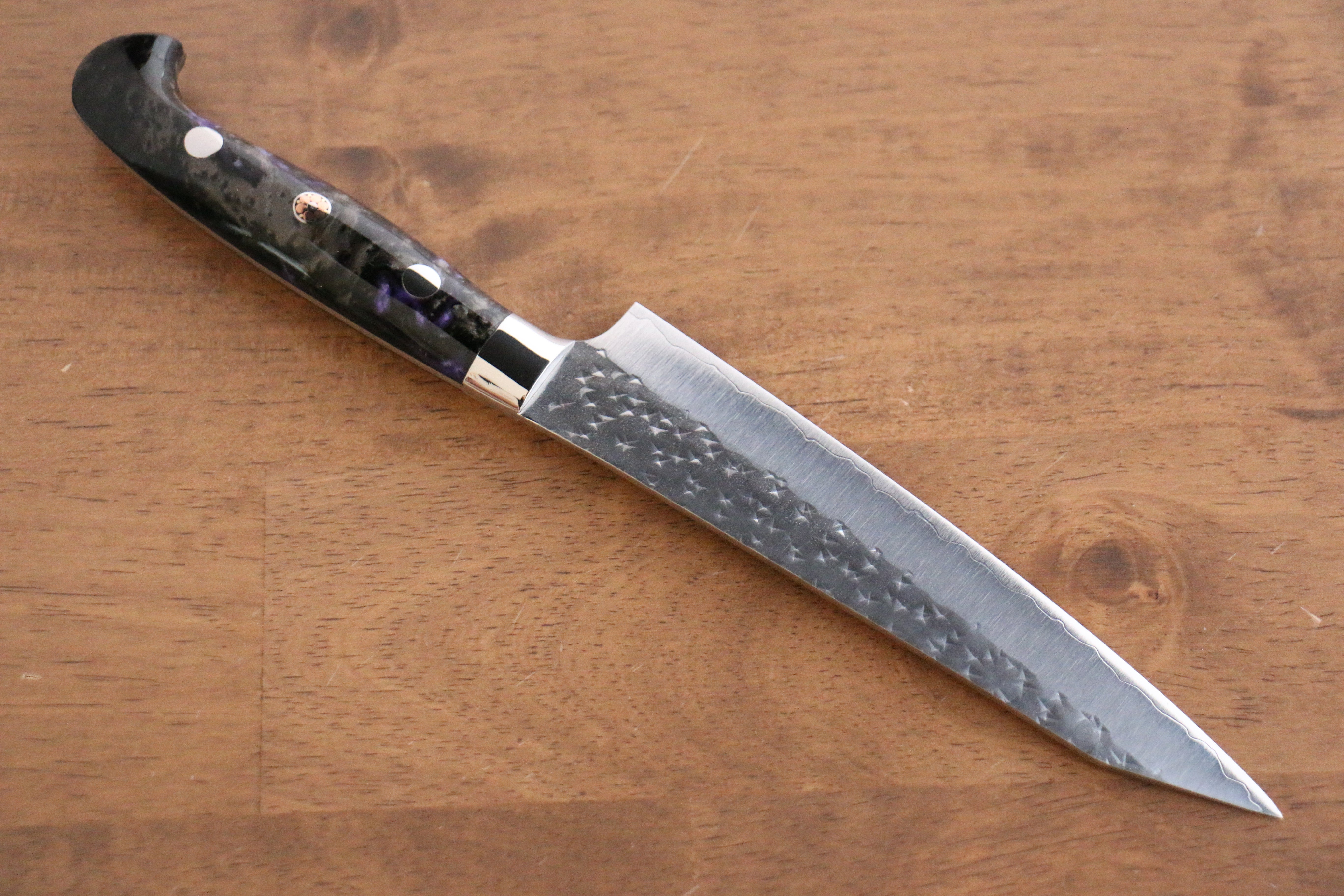 黑崎 優 閃光 SG2 鎚目 多用途小刀 150mm 黑壓克力 握把 - 清助刃物