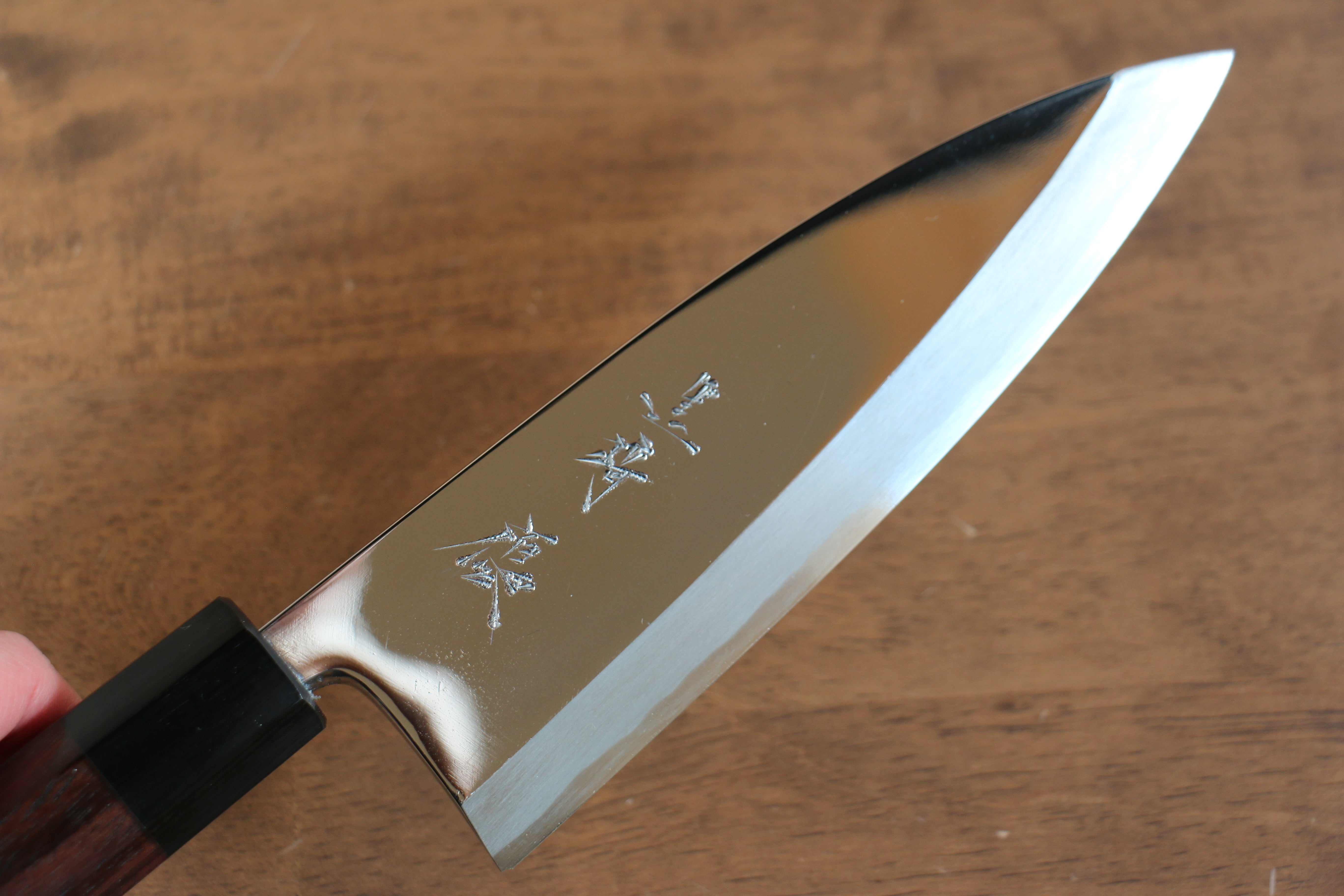 黑崎 優 白鋼二號 鏡面處理 出刃 165mm 紫檀木 握把 - 清助刃物