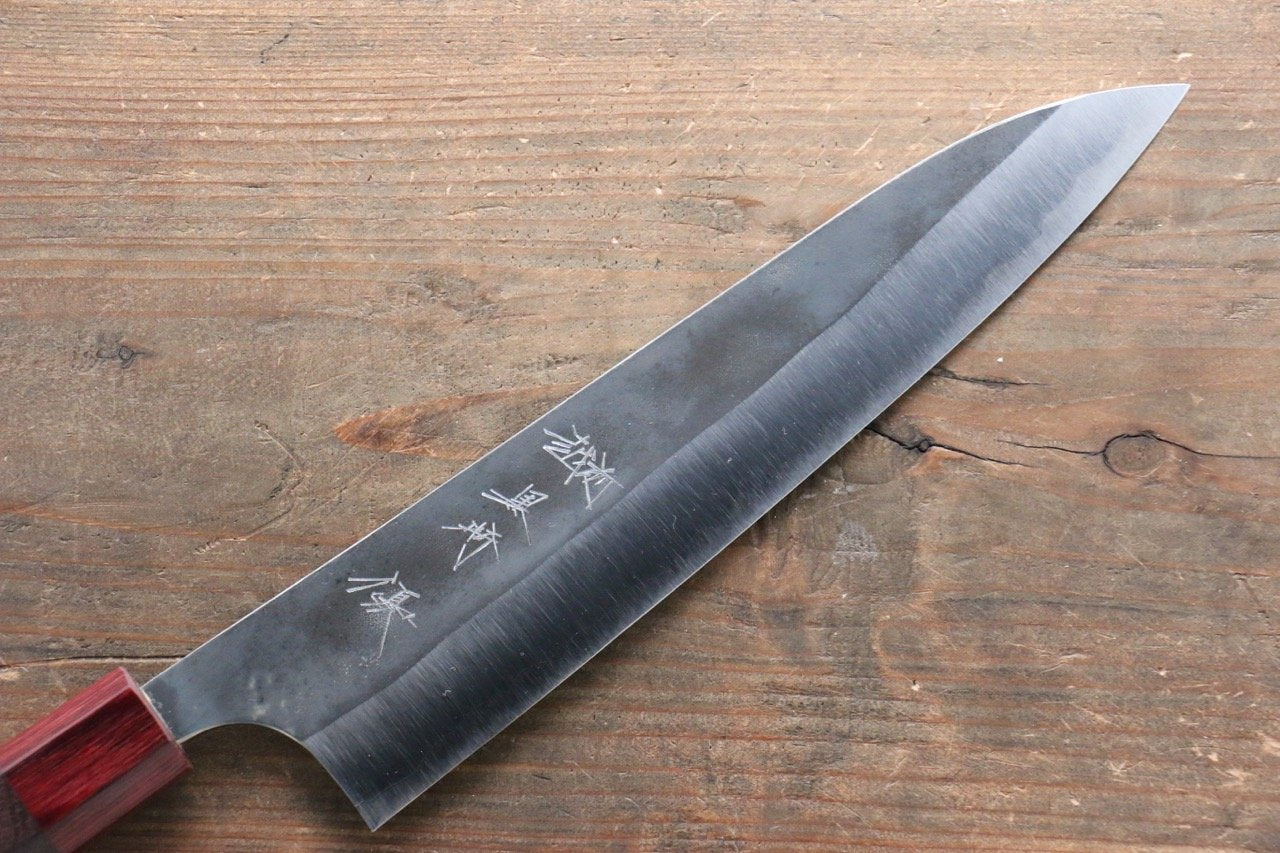 黑崎 優 超級青鋼 黑打 牛刀 210mm 紫檀木握把 - 清助刃物
