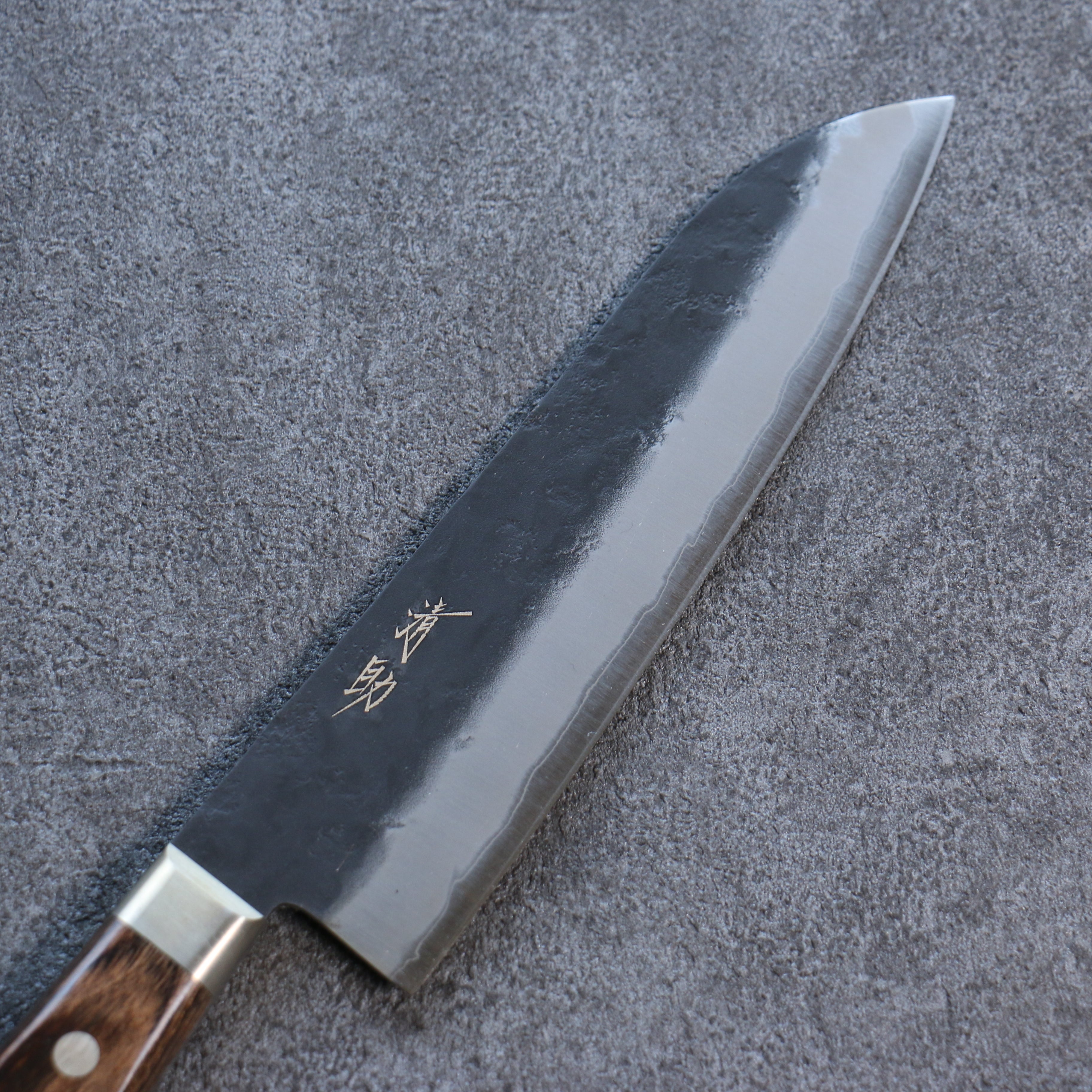 清助 超級青鋼 黑 三德刀 180mm 茶色合成木 握把 - 清助刃物