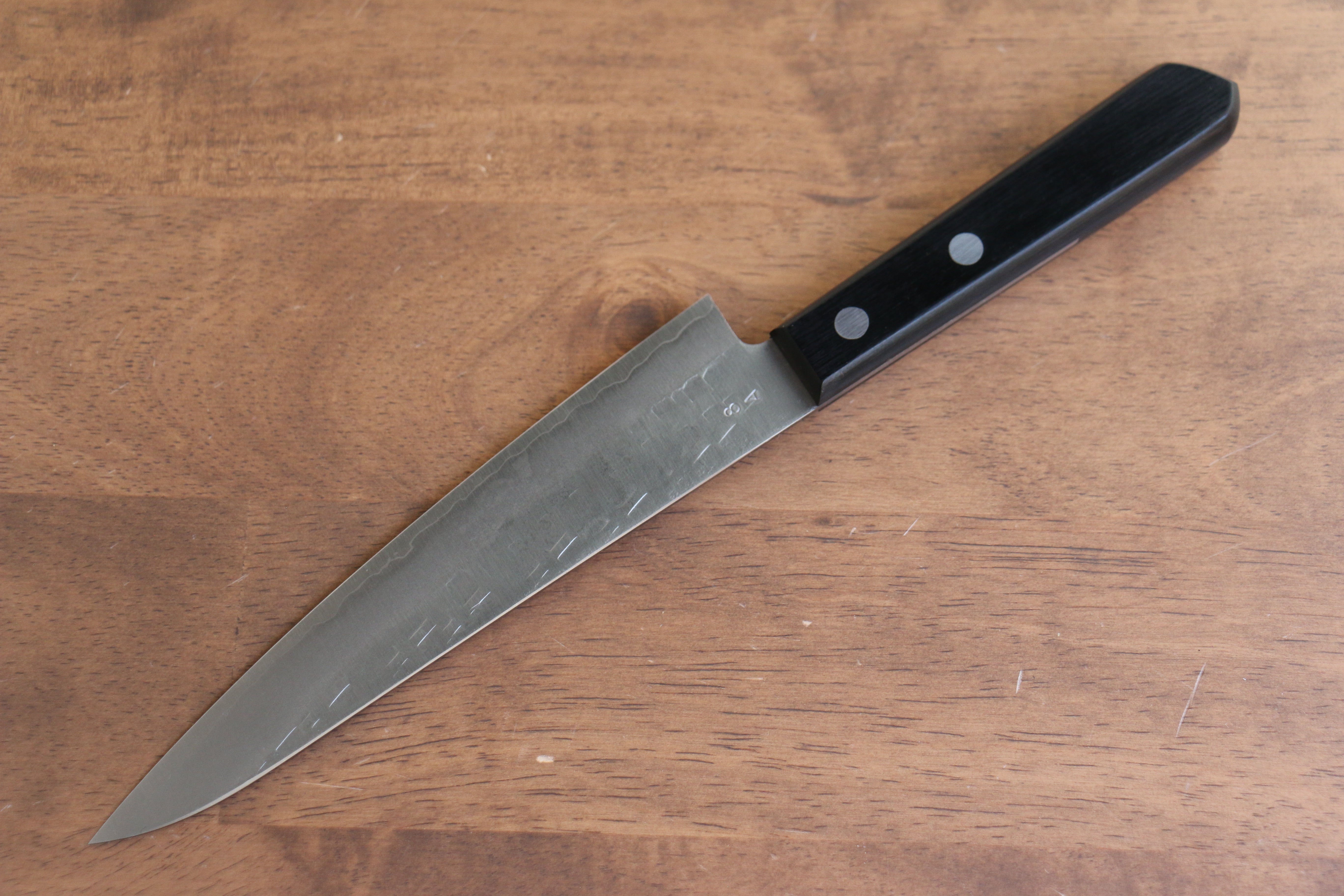 山本 直 AUS8 鎚目 多用途小刀 160mm 黑合成木 握把 - 清助刃物