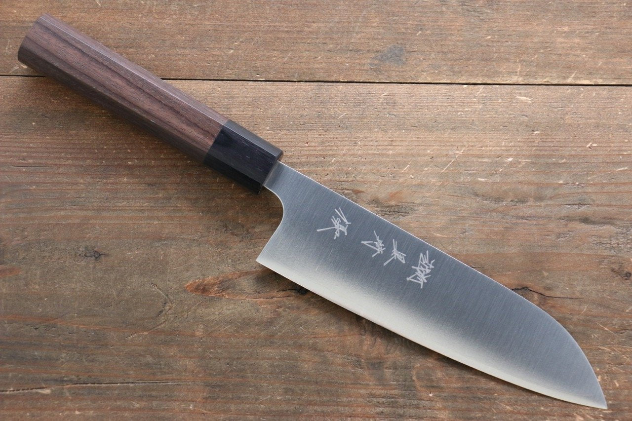 黑崎 優 青鋼二號 黑打 三德刀 170mm 紫檀木握把 - 清助刃物