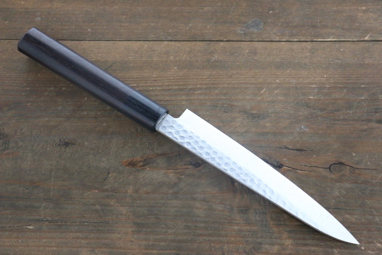 堺 孝行 AUS10 45層大馬士革紋 多用途小刀 150mm 紫檀木握把 - 清助刃物