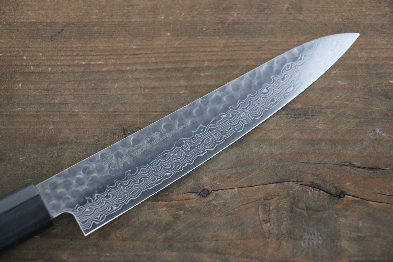 堺 孝行 AUS10 45層大馬士革紋 多用途小刀 150mm 紫檀木握把 - 清助刃物
