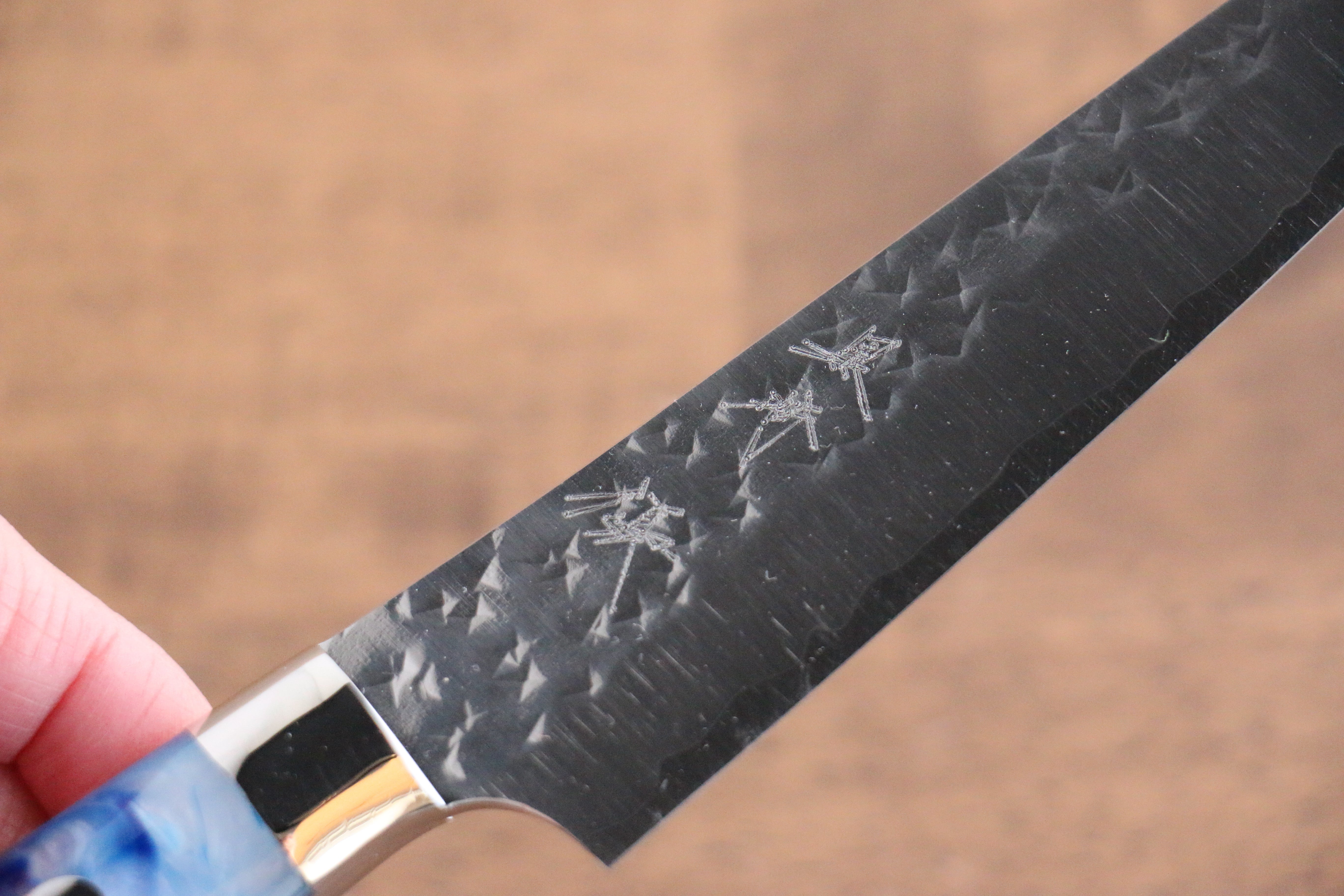 黑崎 優 閃光 銳 SG2 鎚目 多用途小刀 130mm 青白壓克力 握把 - 清助刃物