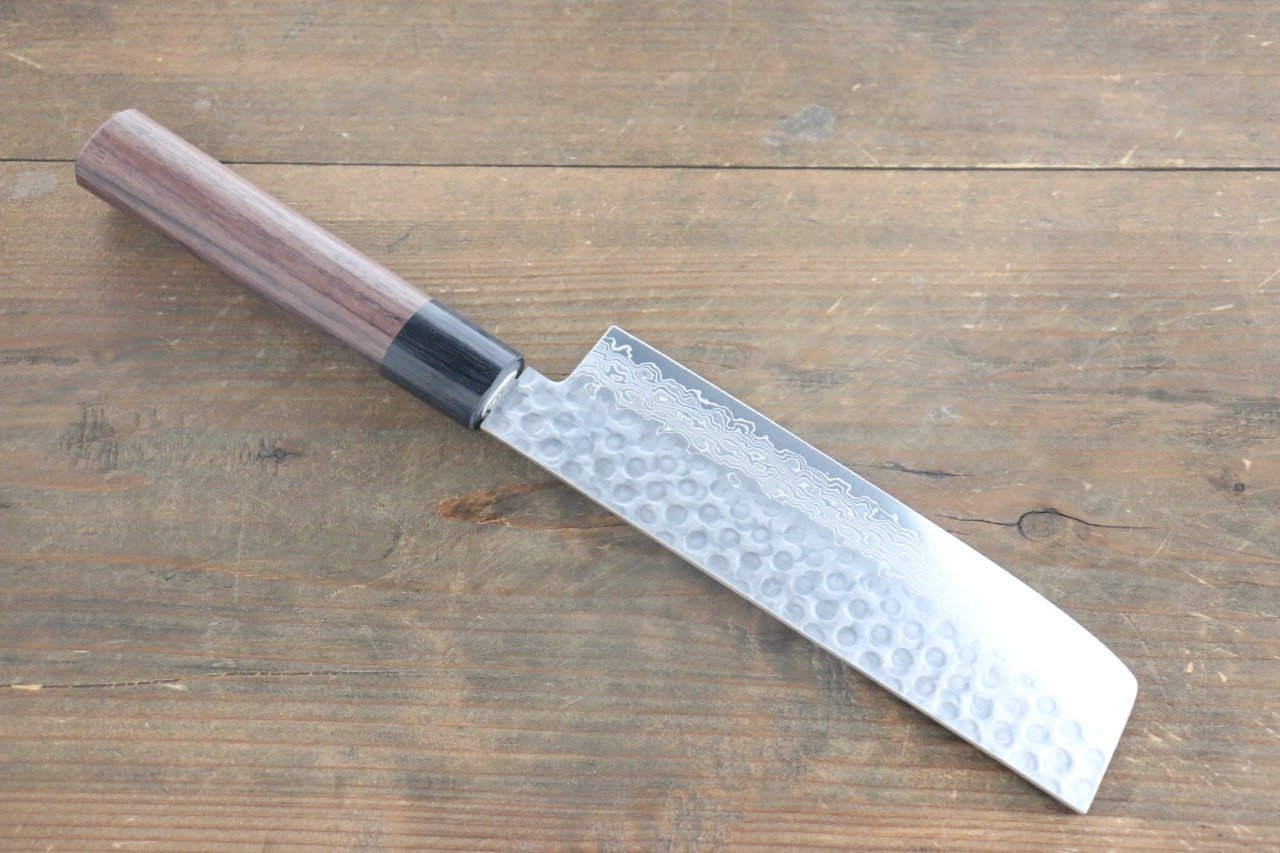 堺 孝行 AUS10 45層大馬士革紋 菜切 160mm 紫檀木握把 - 清助刃物