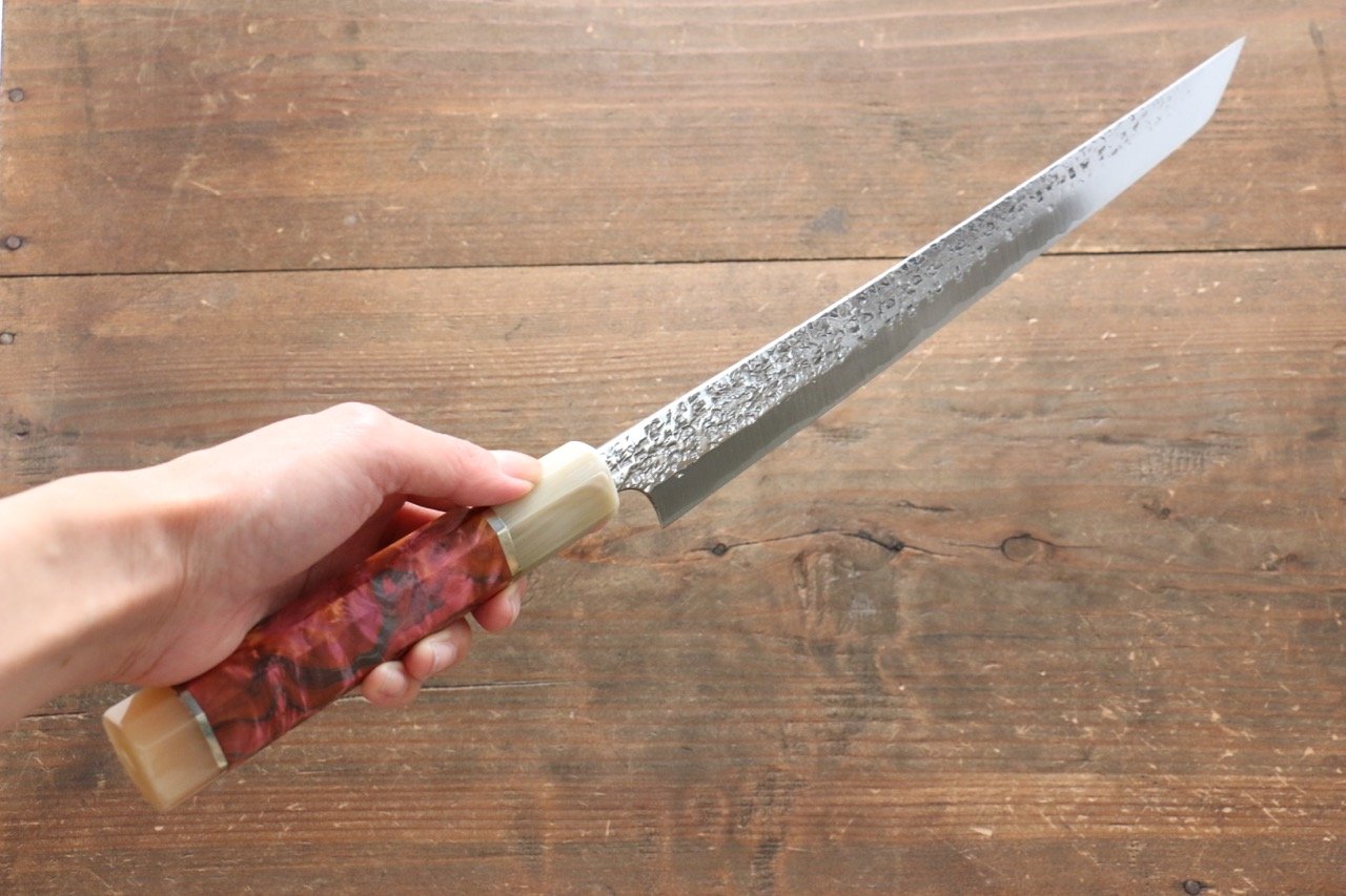 黑崎 優 雫 SG2 先丸蛸引 270mm 大理石(口輪:水牛環型設計)握把 - 清助刃物