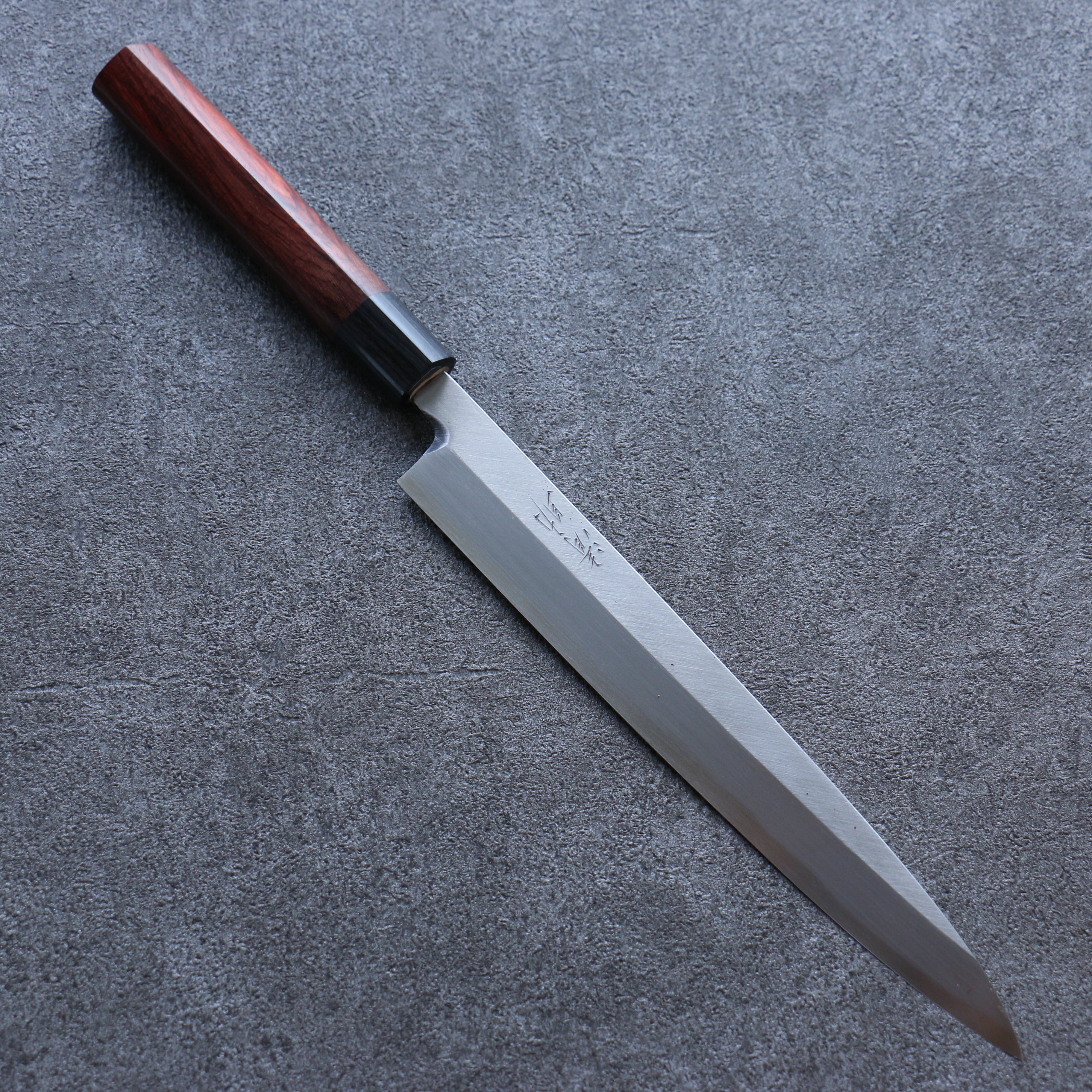 清助 白鋼 霞研 柳刃 240mm 紫檀木 握把 - 清助刃物