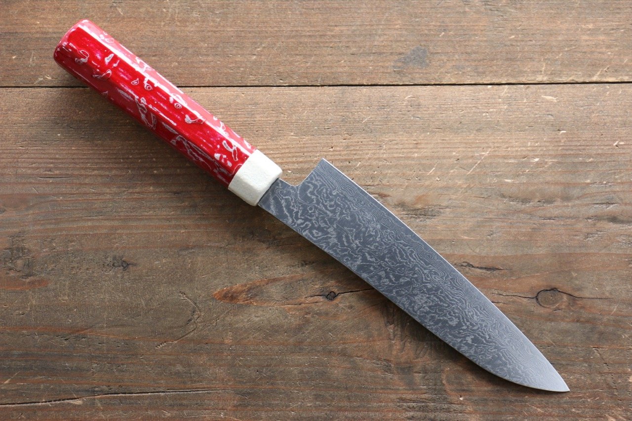 黑崎 優 SG2 大馬士革紋 小三德刀 155mm 紅漆塗握把 - 清助刃物
