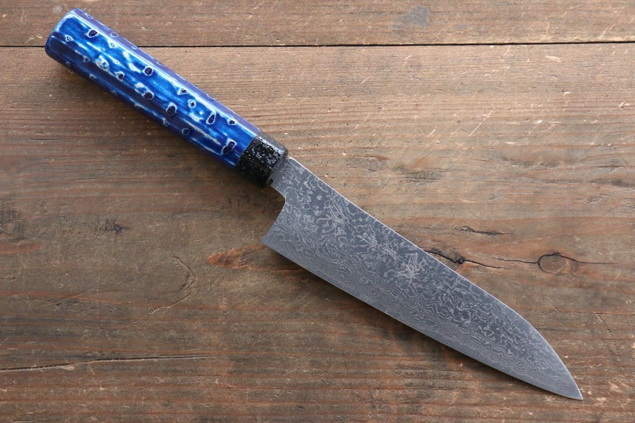 黑崎 優 SG2 大馬士革紋 小三德刀 155mm 青漆塗握把 - 清助刃物