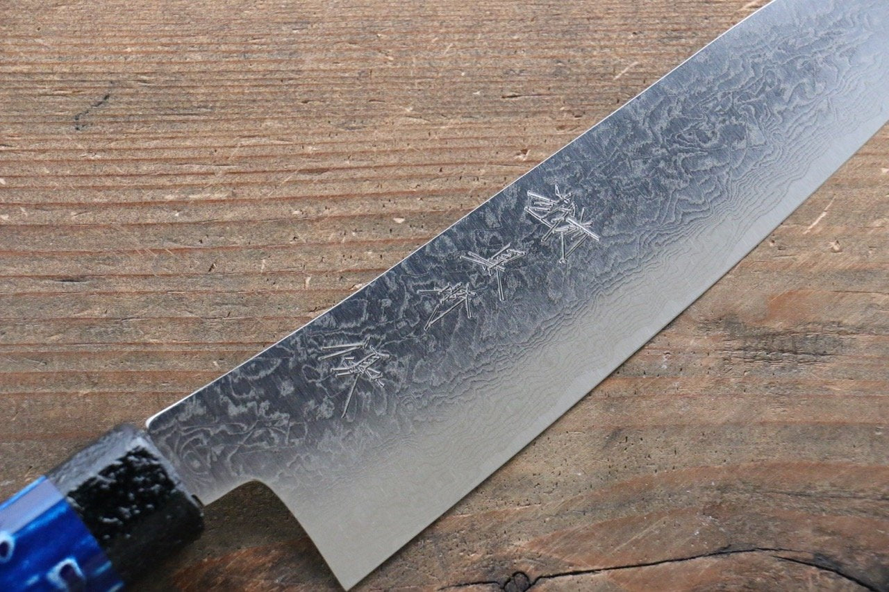 黑崎 優 SG2 大馬士革紋 小三德刀 155mm 青漆塗握把 - 清助刃物