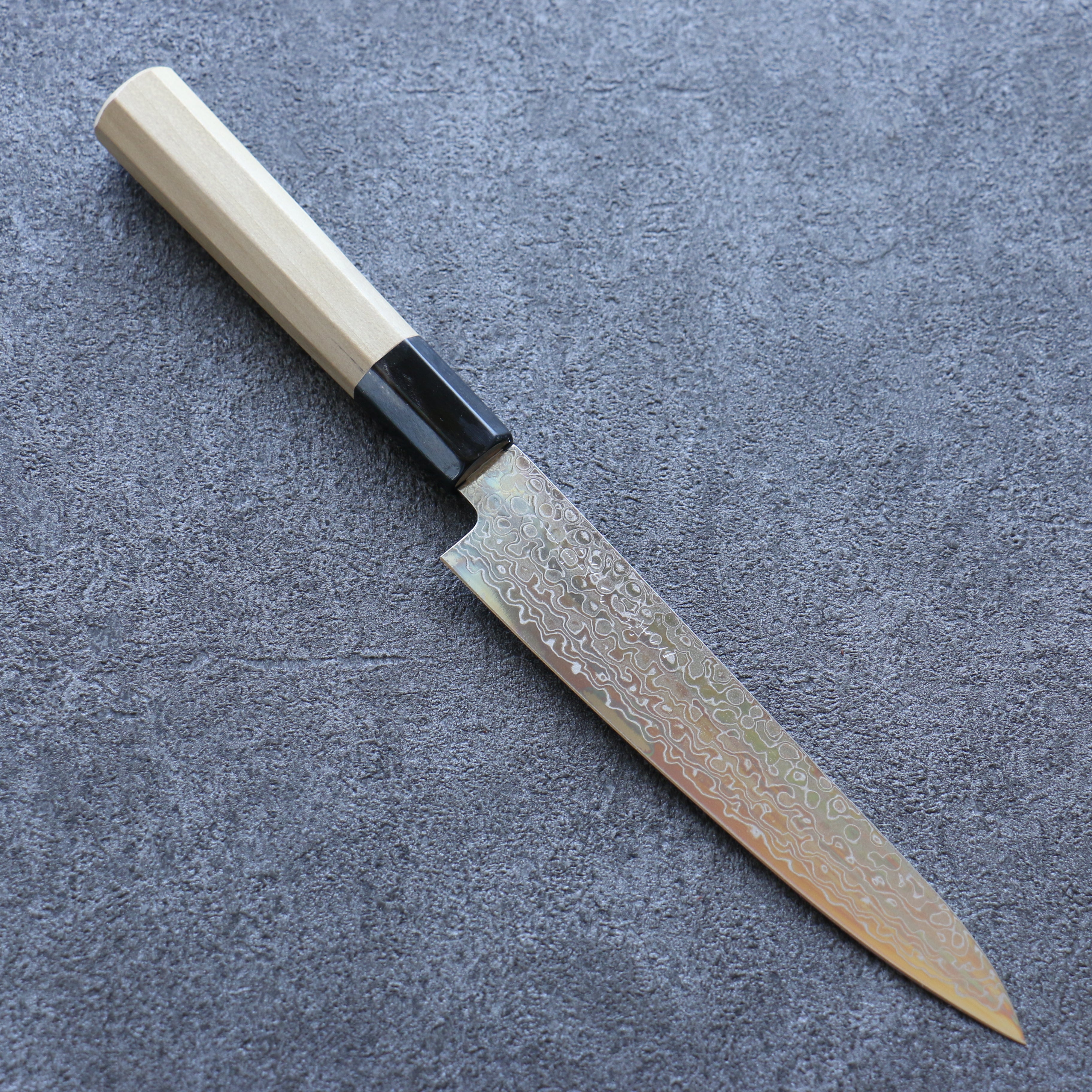 三寿ゞ (Misuzu) AUS10 大馬士革紋 打磨處理 多用途小刀 150mm 木蘭 握把 - 清助刃物