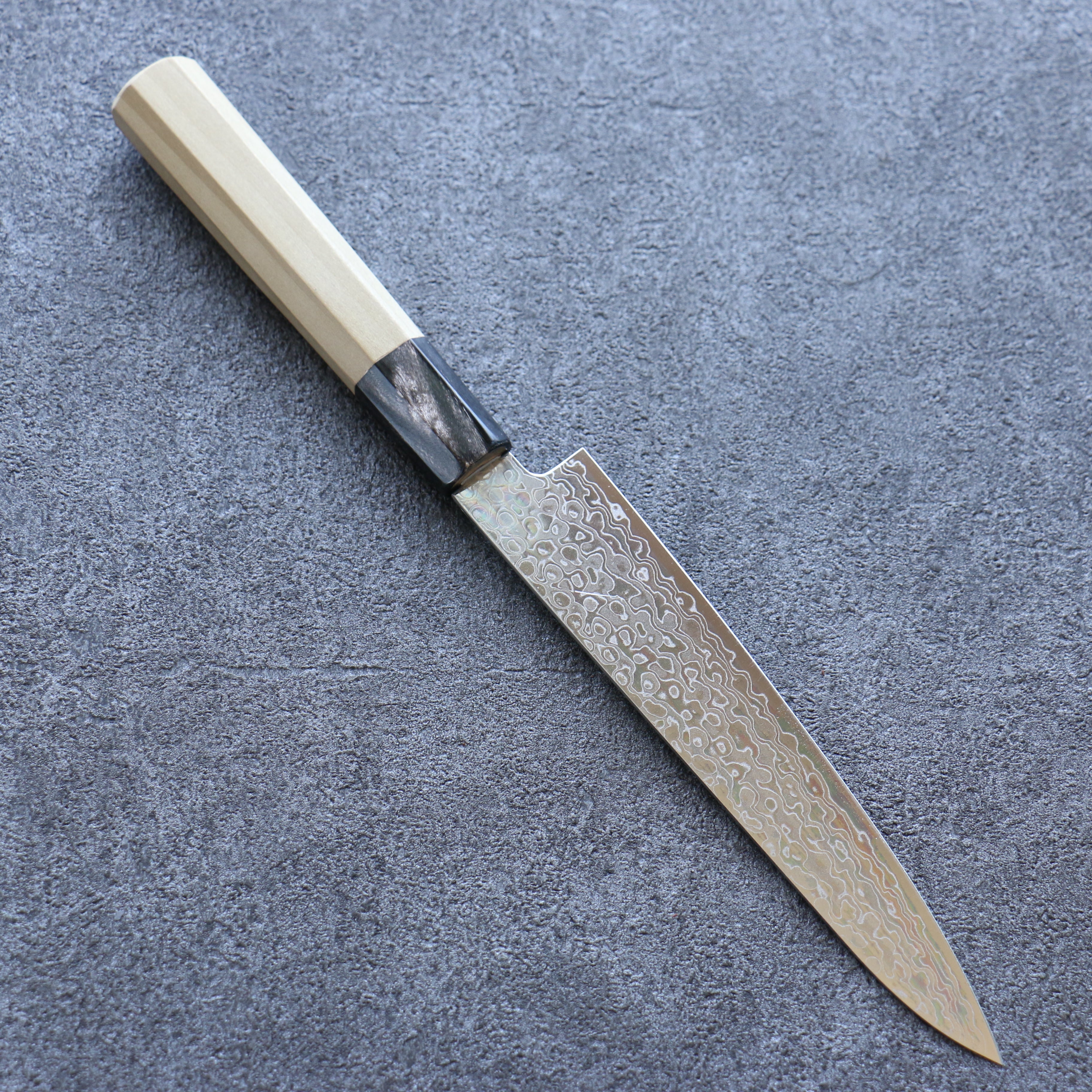 三寿ゞ (Misuzu) AUS10 大馬士革紋 打磨處理 多用途小刀 150mm 木蘭 握把 - 清助刃物