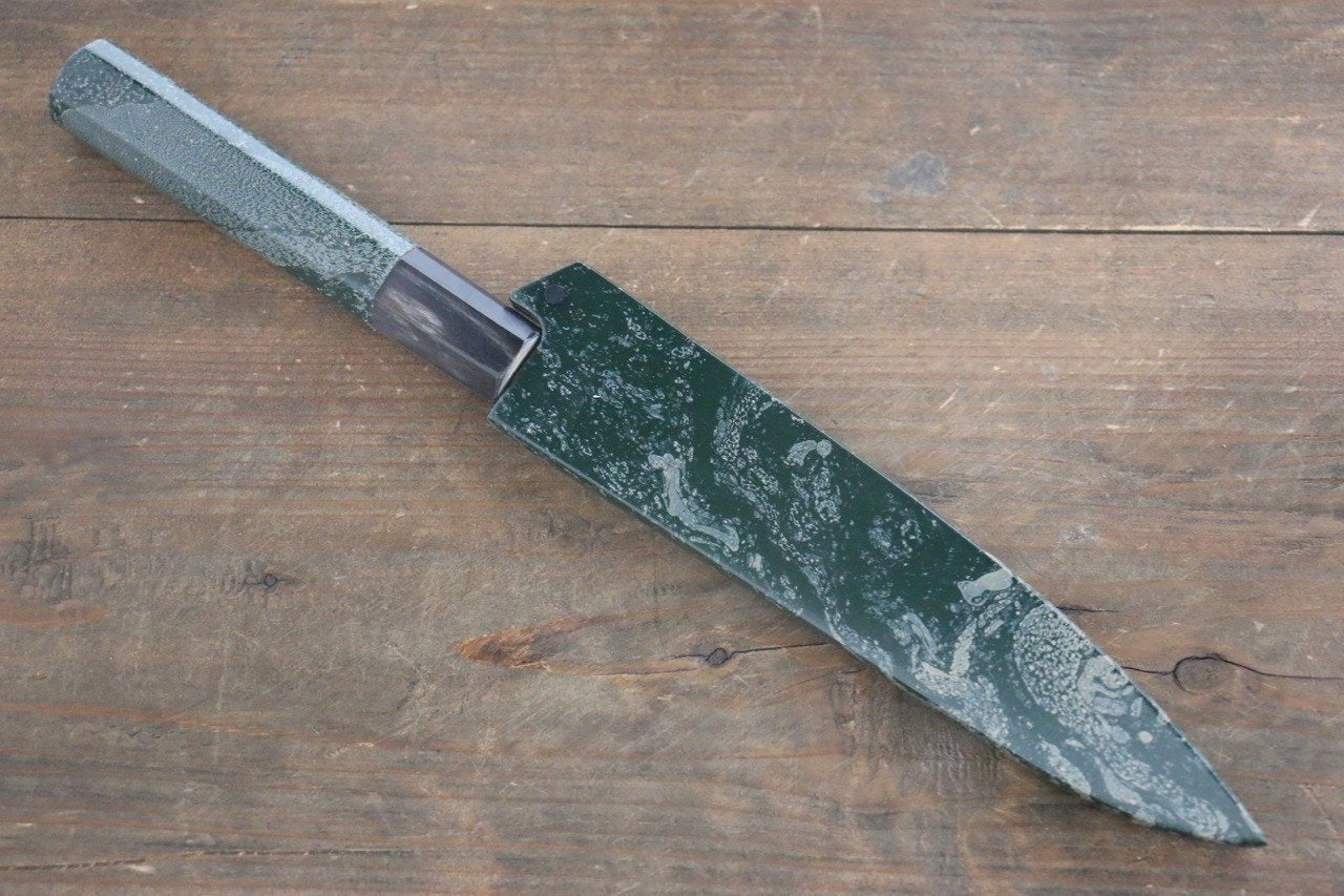 堺 孝行 VG10 33層 大馬士革紋 鎚目 多用途小刀 150mm 綠漆塗握把 - 清助刃物