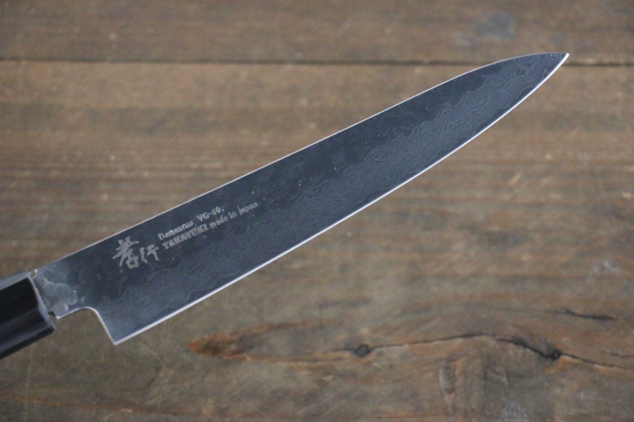 堺 孝行 VG10 33層 大馬士革紋 鎚目 多用途小刀 150mm 綠漆塗握把 - 清助刃物