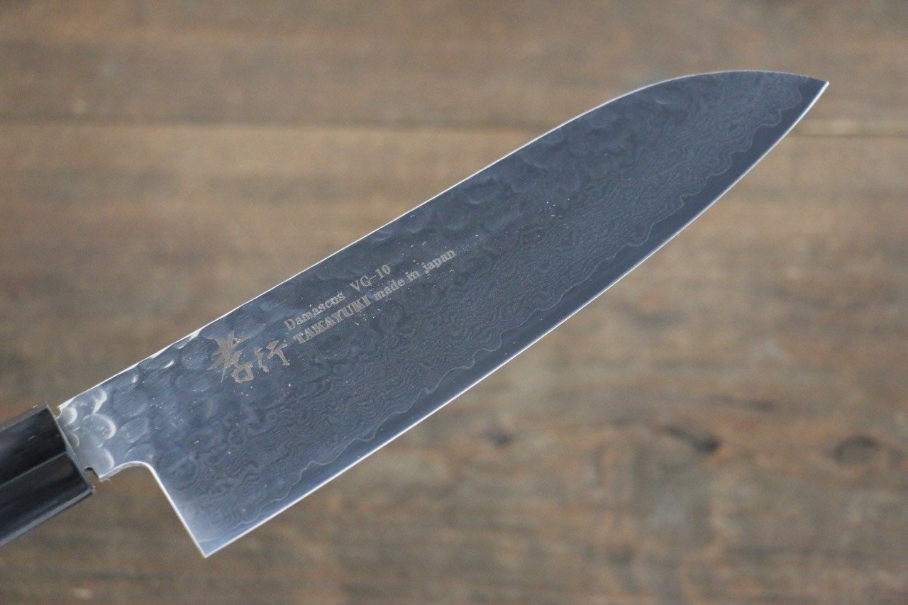 堺 孝行 VG10 33層 大馬士革紋 鎚目 三德刀 170mm 綠漆塗握把 - 清助刃物