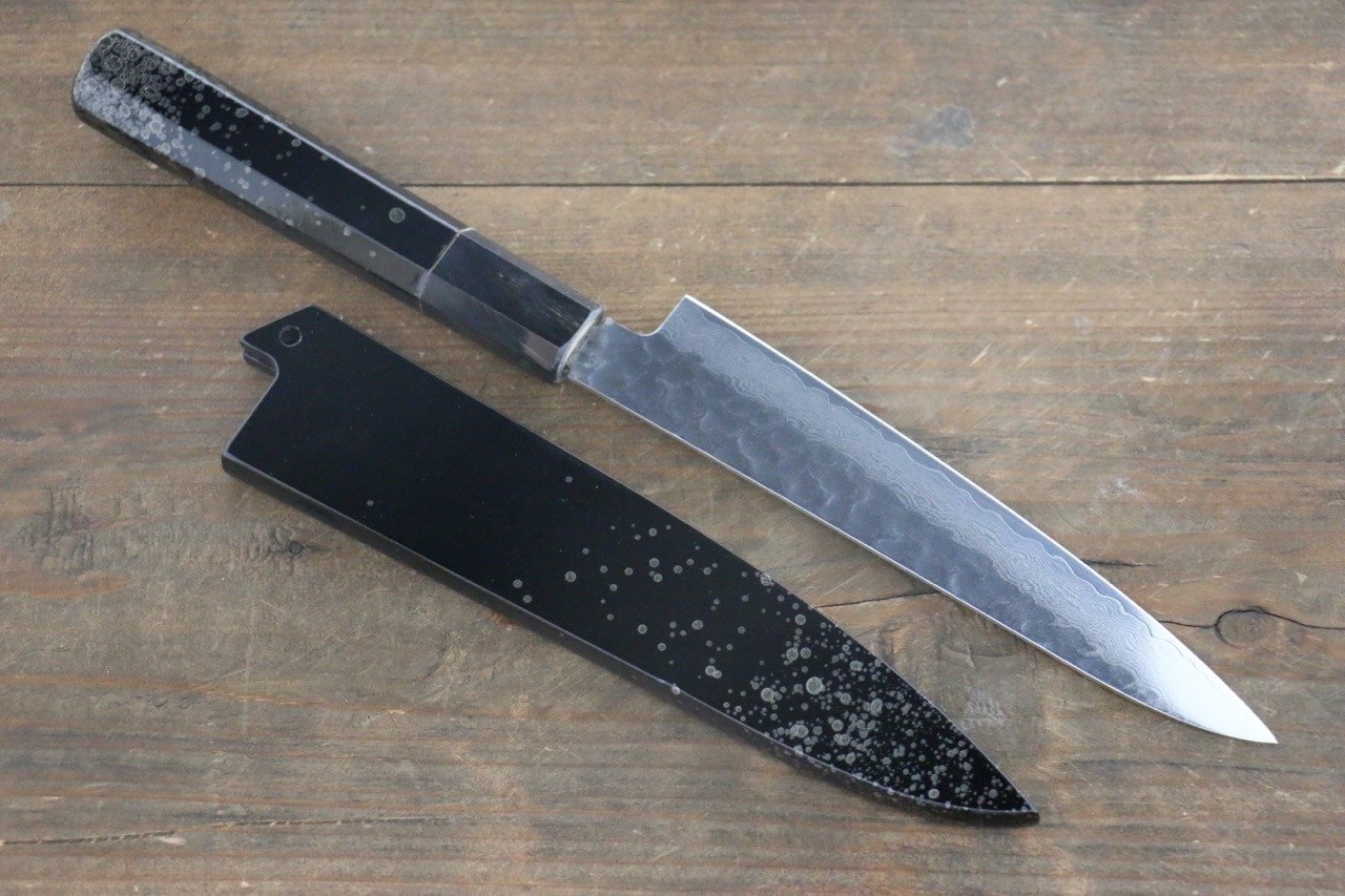 堺 孝行 VG10 33層大馬士革紋 鎚目 多用途小刀 150mm 銀漆塗握把 附刀鞘 - 清助刃物
