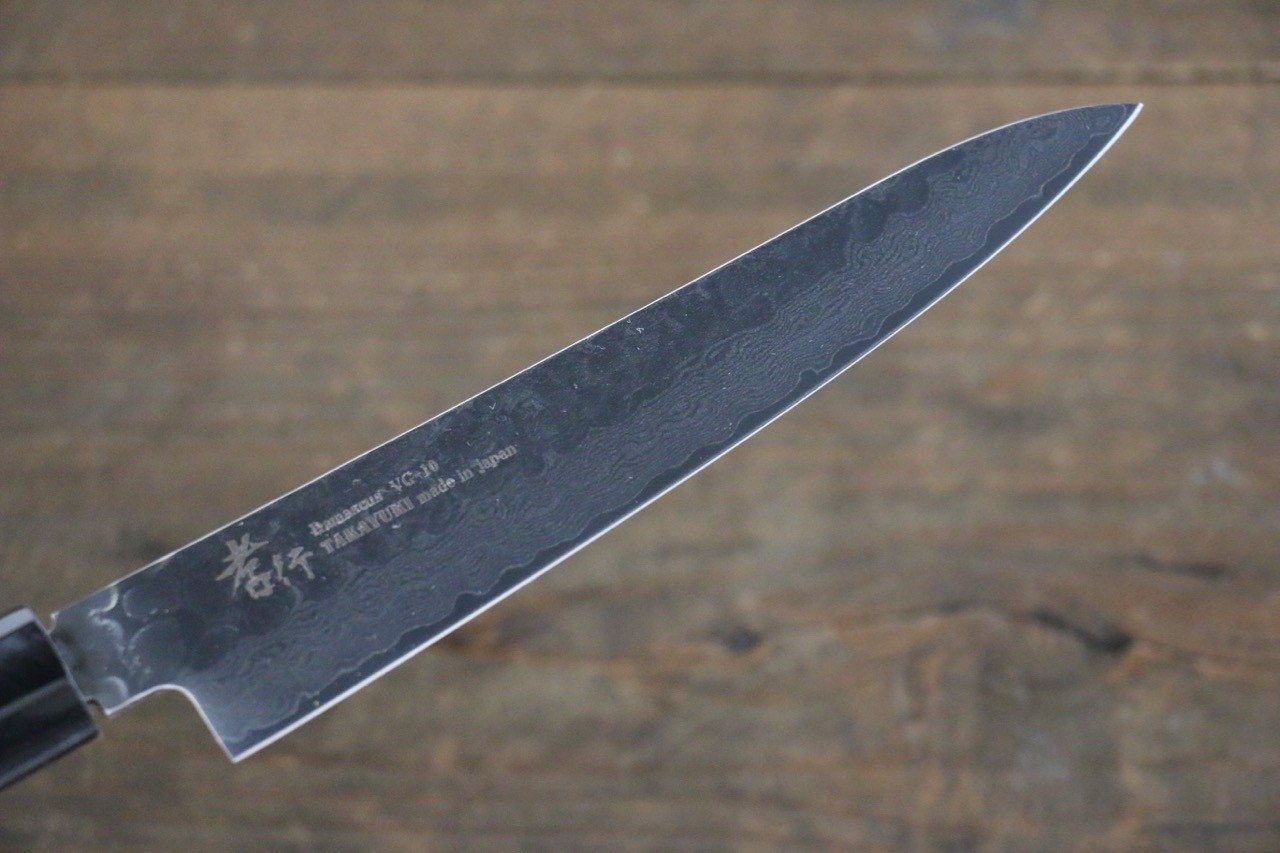 堺 孝行 VG10 33層大馬士革紋 鎚目 多用途小刀 150mm 銀漆塗握把 附刀鞘 - 清助刃物