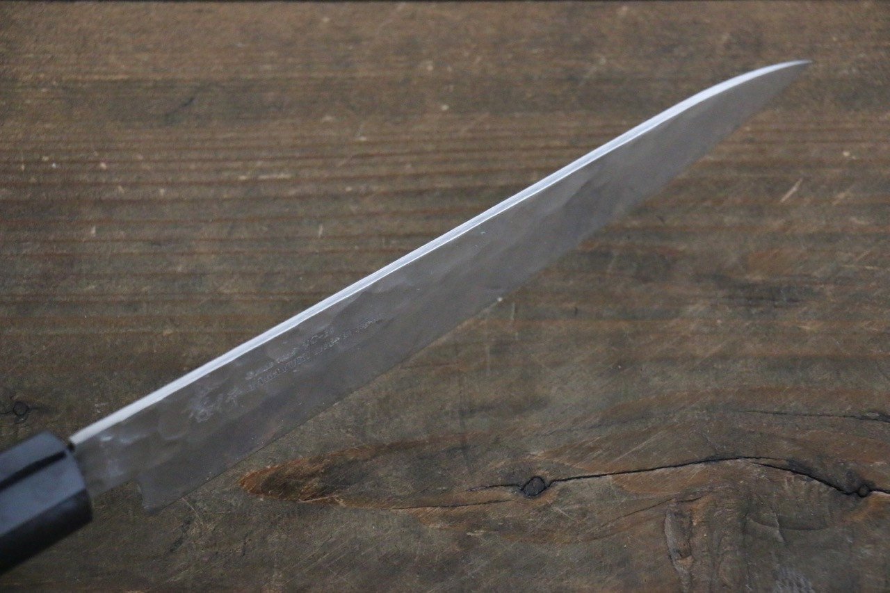 堺 孝行 VG10 33層大馬士革紋 鎚目 多用途小刀 150mm 銀漆塗握把 附刀鞘 - 清助刃物