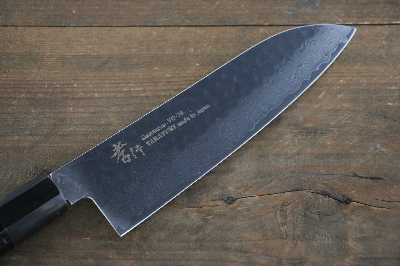 堺 孝行 VG10 33層大馬士革紋 鎚目 三德刀 170mm 銀漆塗握把 附刀鞘 - 清助刃物