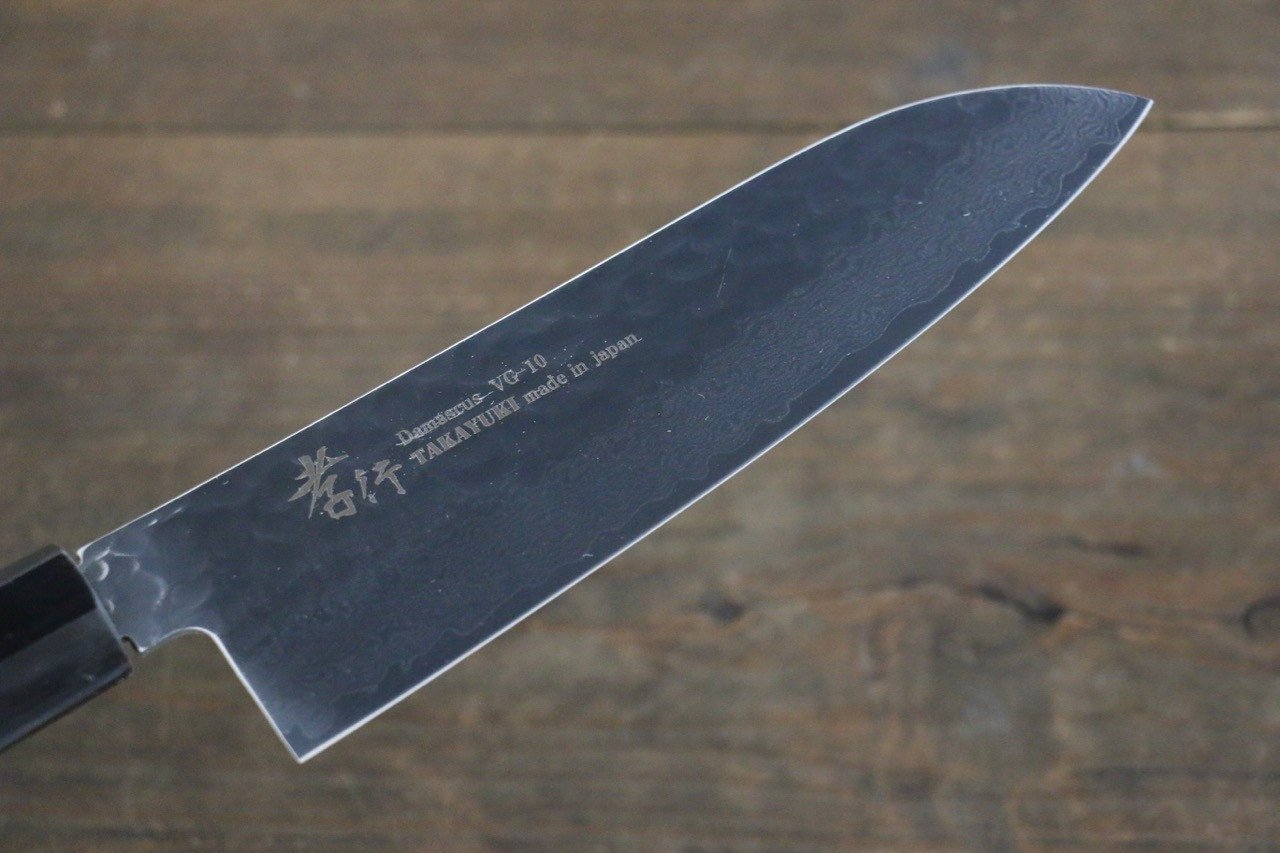 堺 孝行 VG10 33層大馬士革紋 鎚目 三德刀 170mm 銀漆塗握把 附刀鞘 - 清助刃物