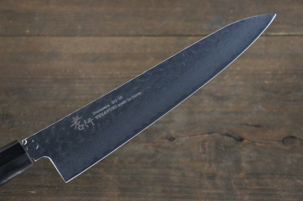 堺 孝行 VG10 33層大馬士革紋 鎚目 牛刀 210mm 銀漆塗握把 附刀鞘 - 清助刃物