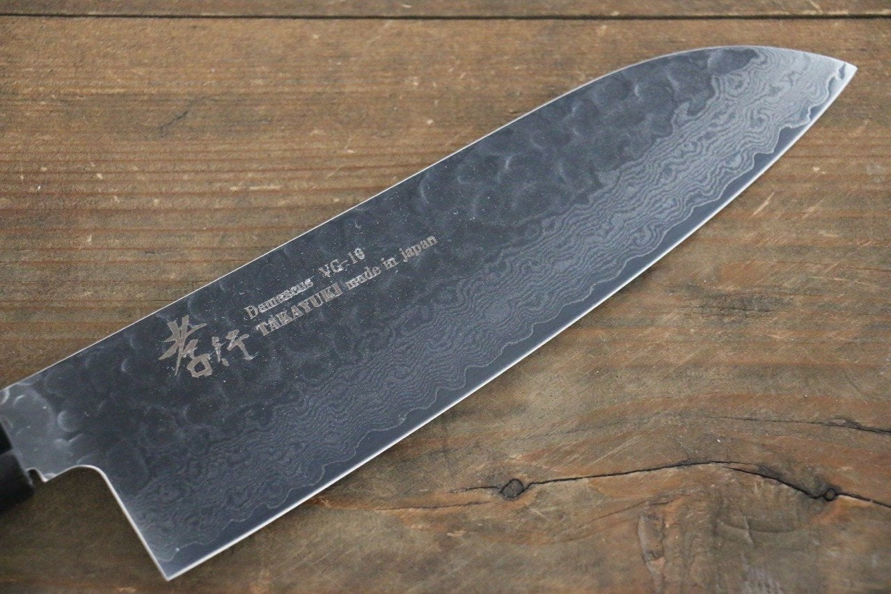 堺 孝行 VG10 33層 大馬士革紋 鎚目 三德刀 170mm 青漆塗握把 - 清助刃物